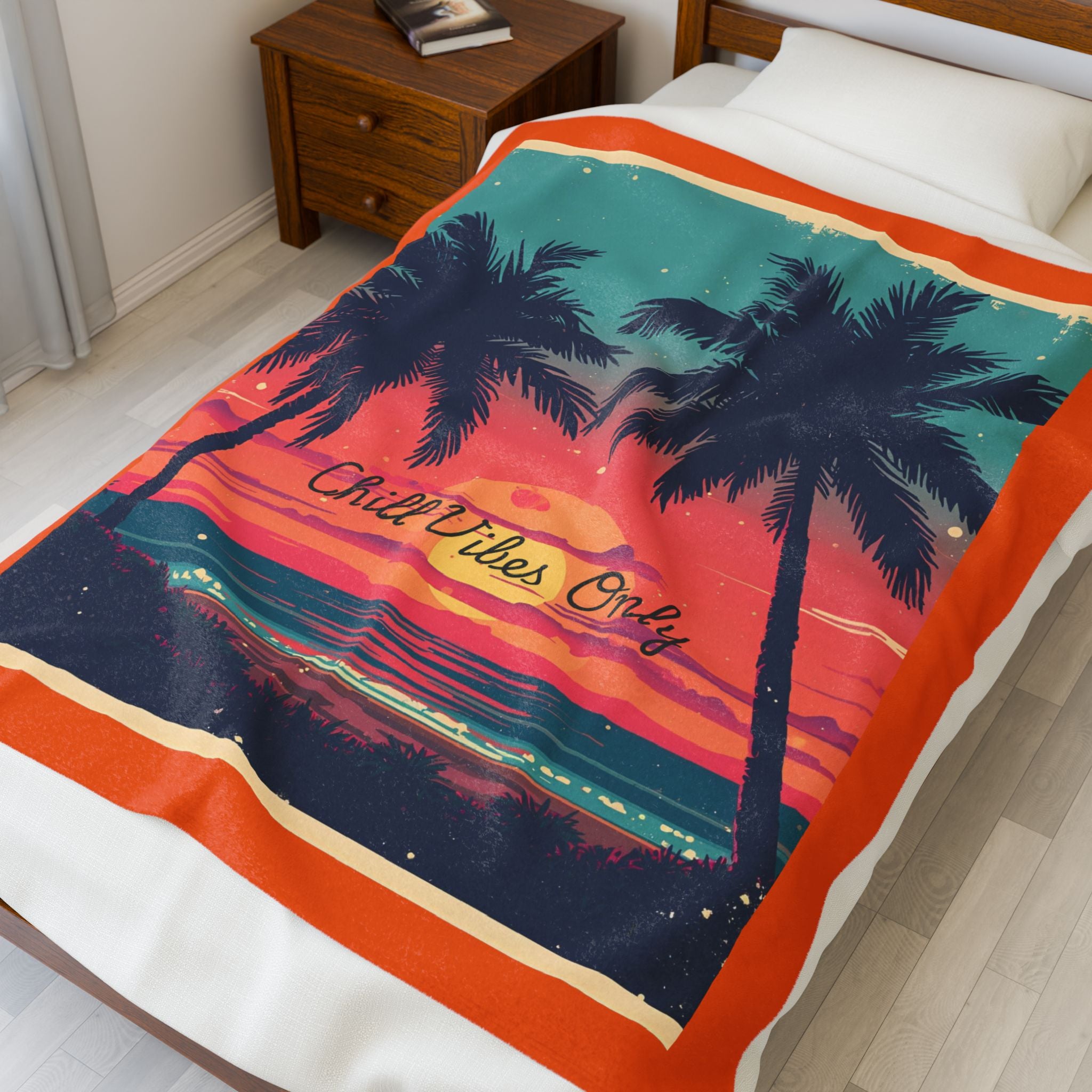 Tropical Chill Vibes Velveteen Plush Blanket