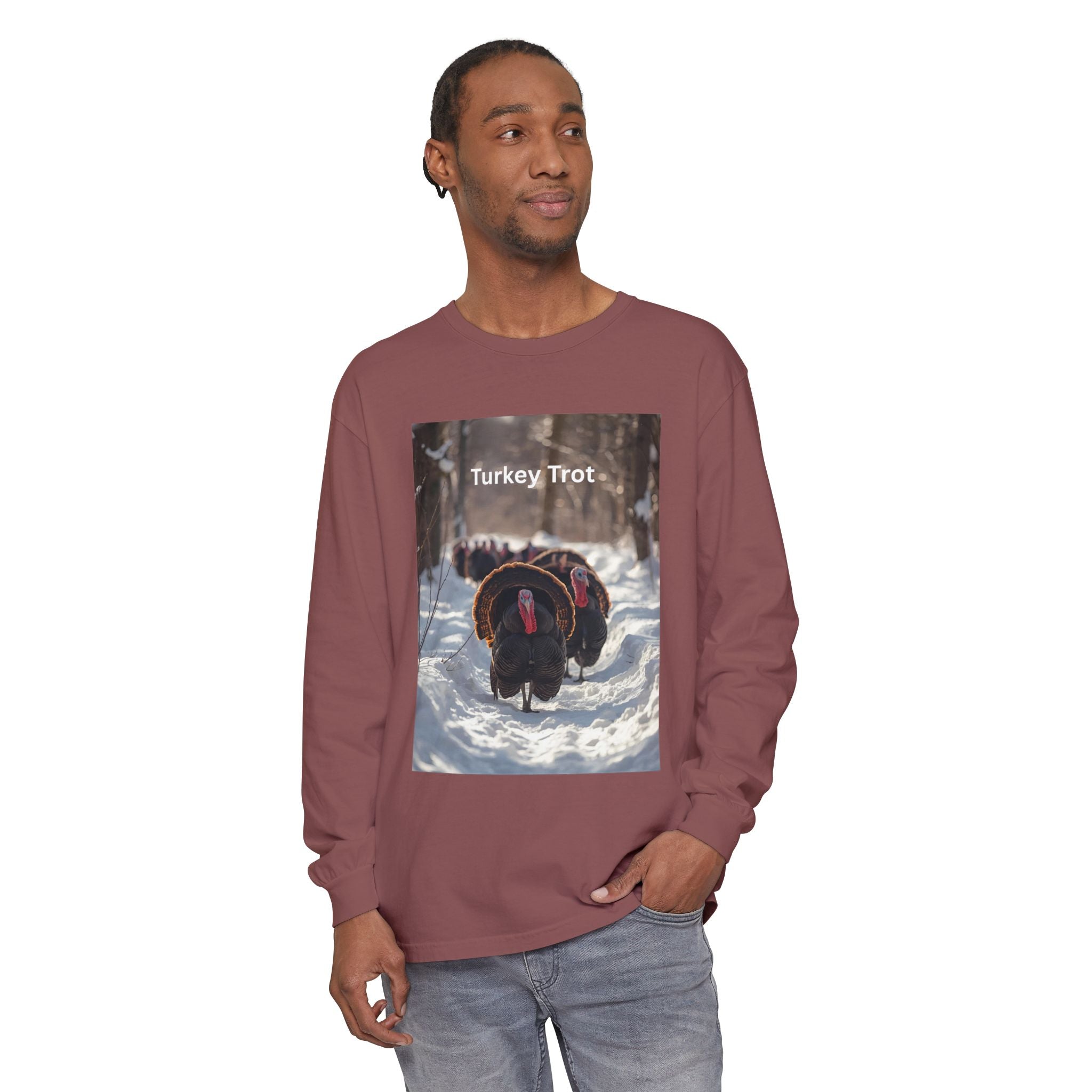 Turkey Trot Long Sleeve T-Shirt, Fall Festival Apparel, Thanksgiving Celebration Top, Unisex Holiday Shirt, Comfortable Everyday Wear