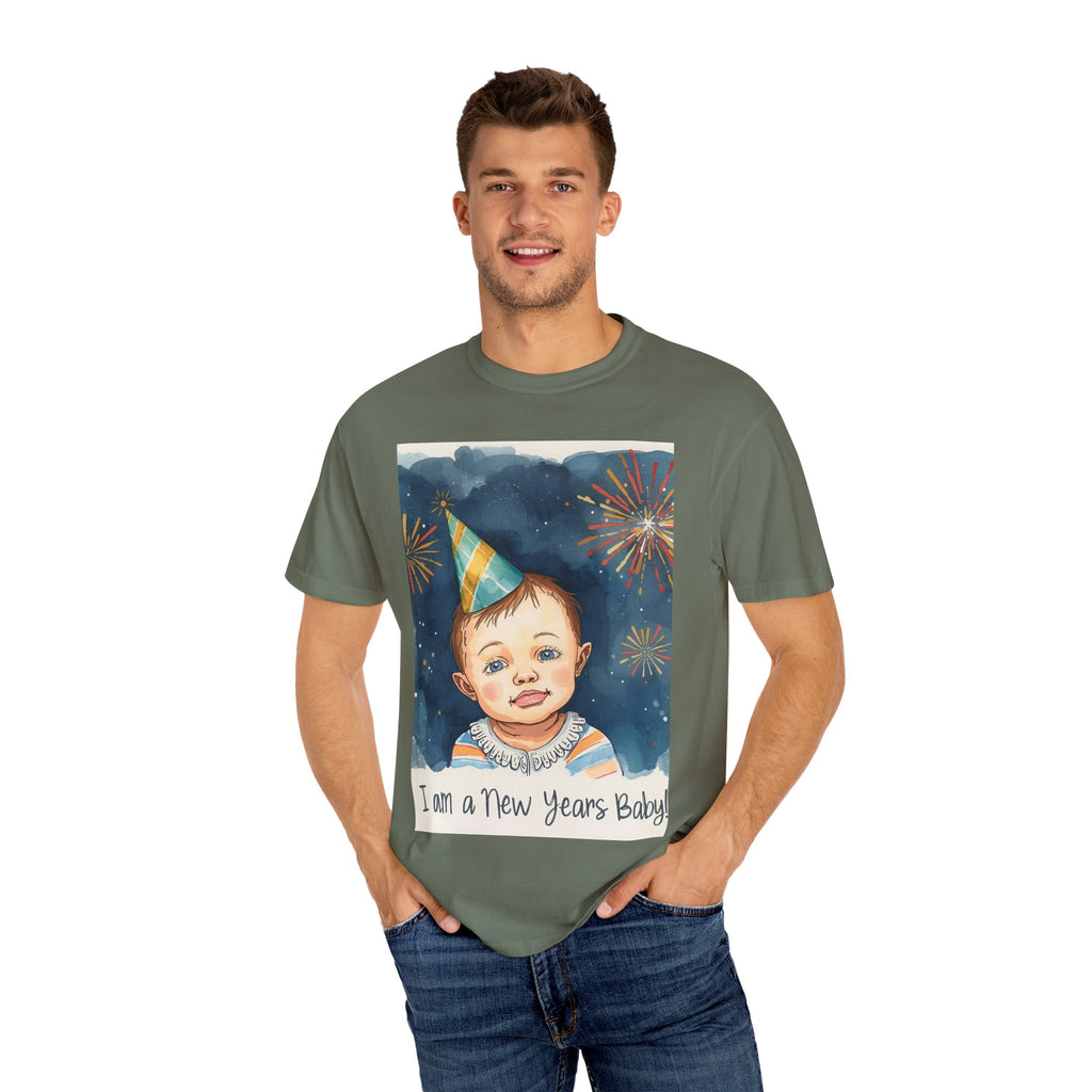 New Year's Baby T-Shirt, Unisex Garment-Dyed Tee, Cute Holiday Shirt, Baby Celebration Apparel, Party Outfit, New Year Gift