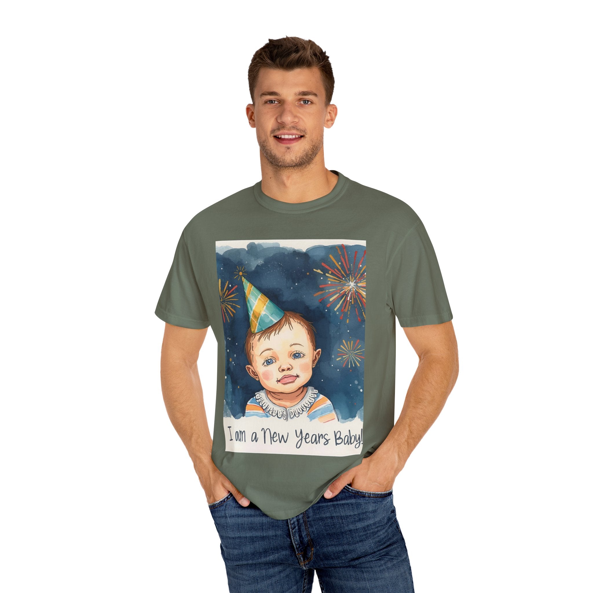 New Year's Baby T-Shirt, Unisex Garment-Dyed Tee, Cute Holiday Shirt, Baby Celebration Apparel, Party Outfit, New Year Gift