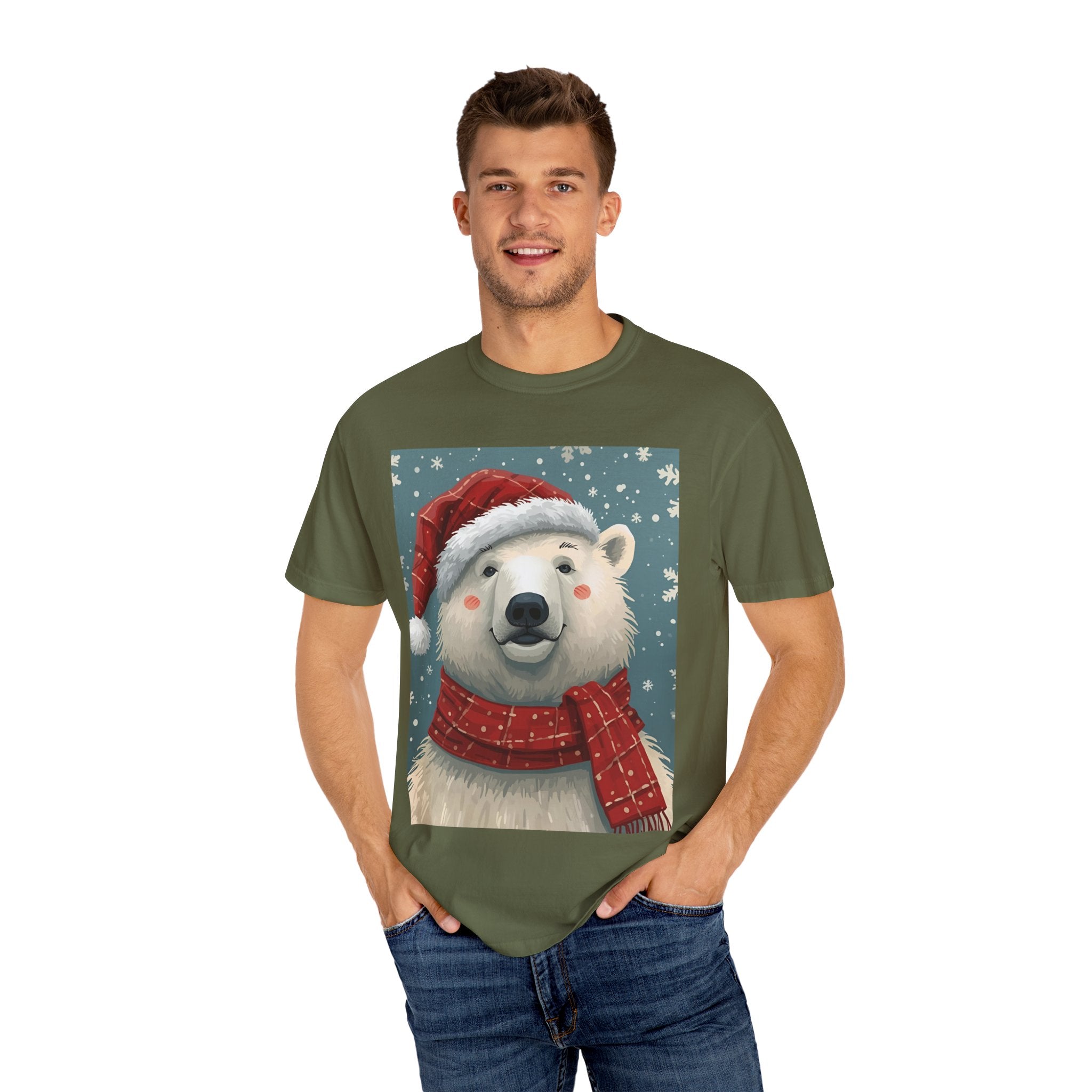 Cozy Holiday Polar Bear T-Shirt, Christmas Tee, Unisex Shirt, Festive Apparel, Gift for Animal Lovers, Winter Wear