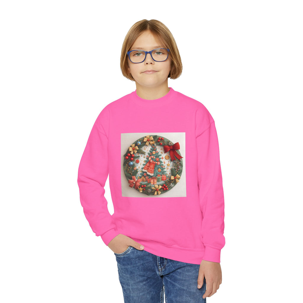 Christmas Wreath Youth Crewneck Sweatshirt
