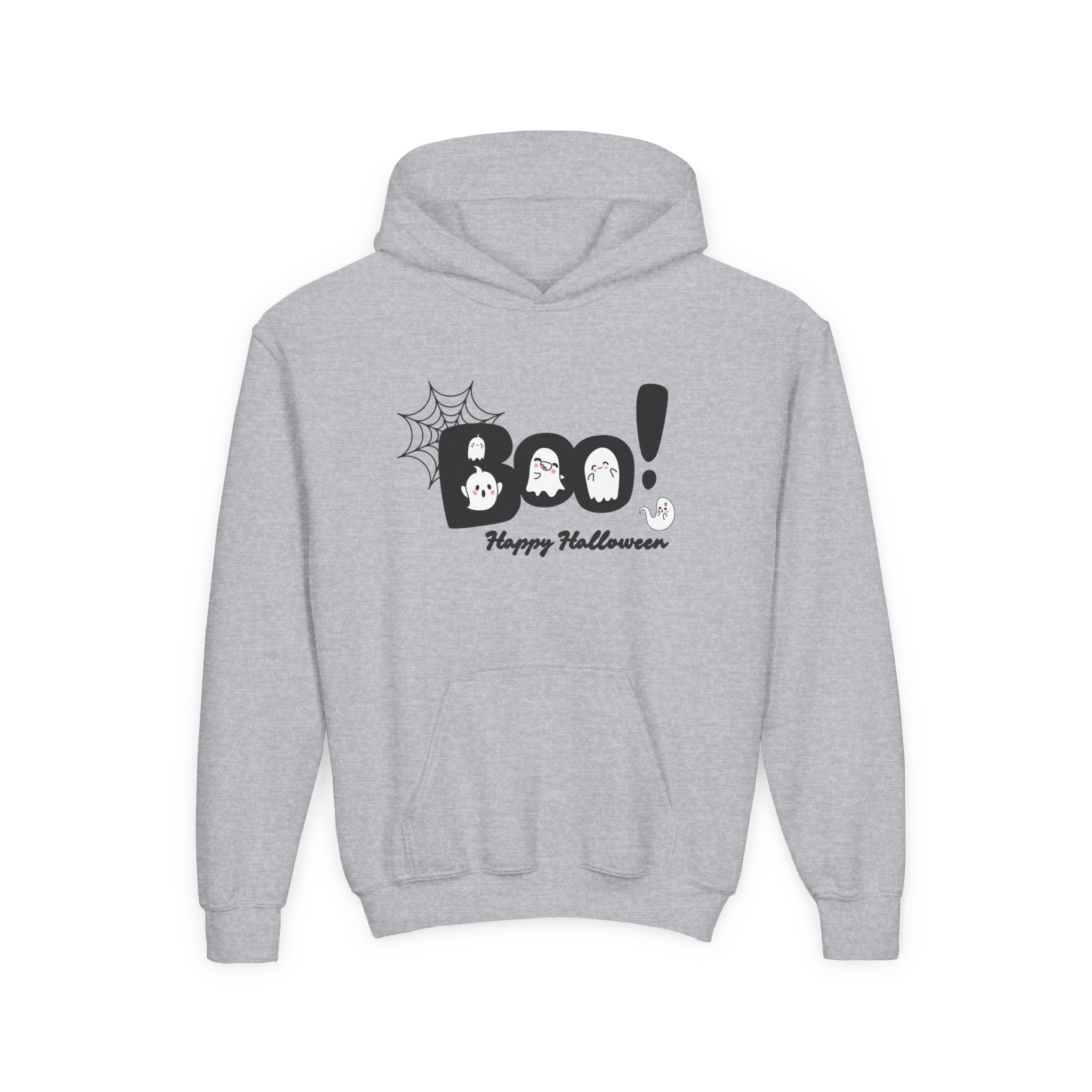 Halloween Boo! Youth Hoodie, Kids Sweatshirt, Fall Apparel, Spooky Costume, Trick or Treat Gift, October Celebration