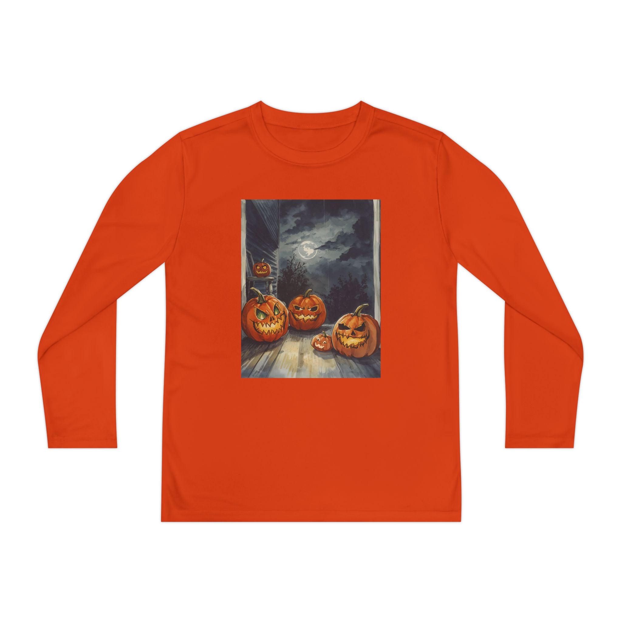 Halloween Pumpkin Spooky Youth Long Sleeve Competitor Tee
