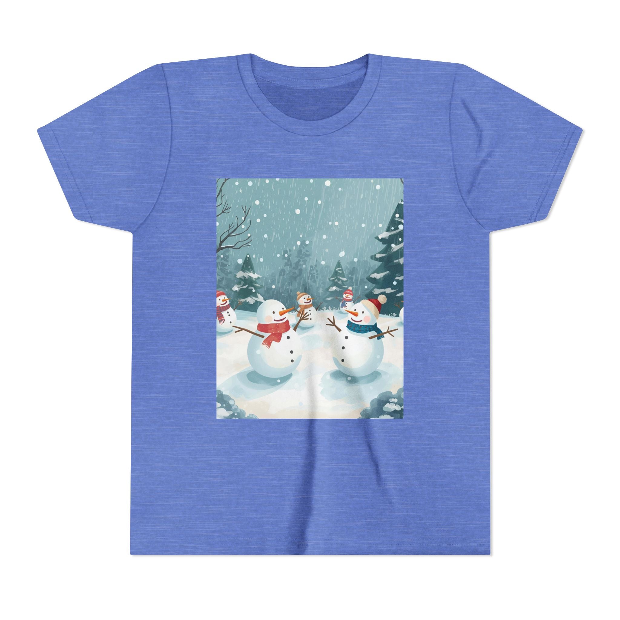 Festive Christmas Snowman Youth Short Sleeve Tee
