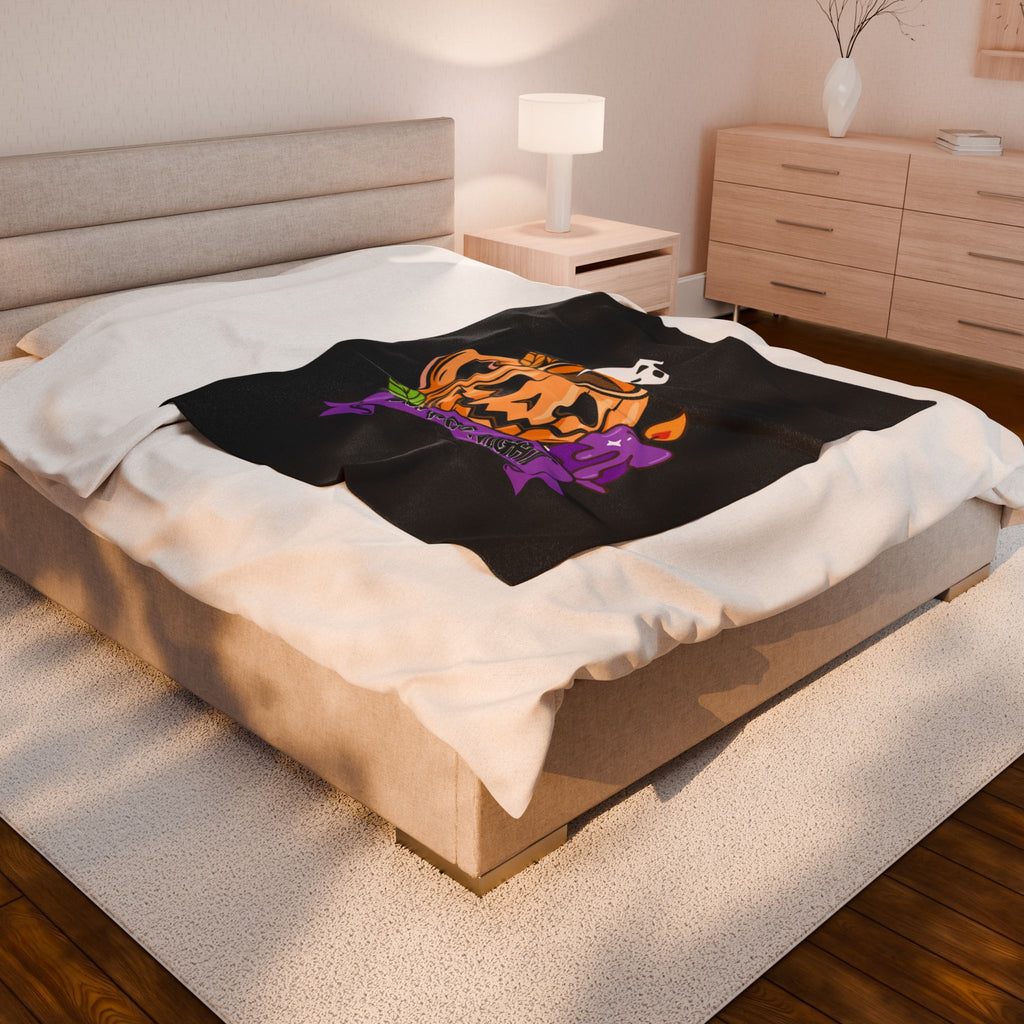 Funny Cute Pumpkin Cup Velveteen Plush Blanket