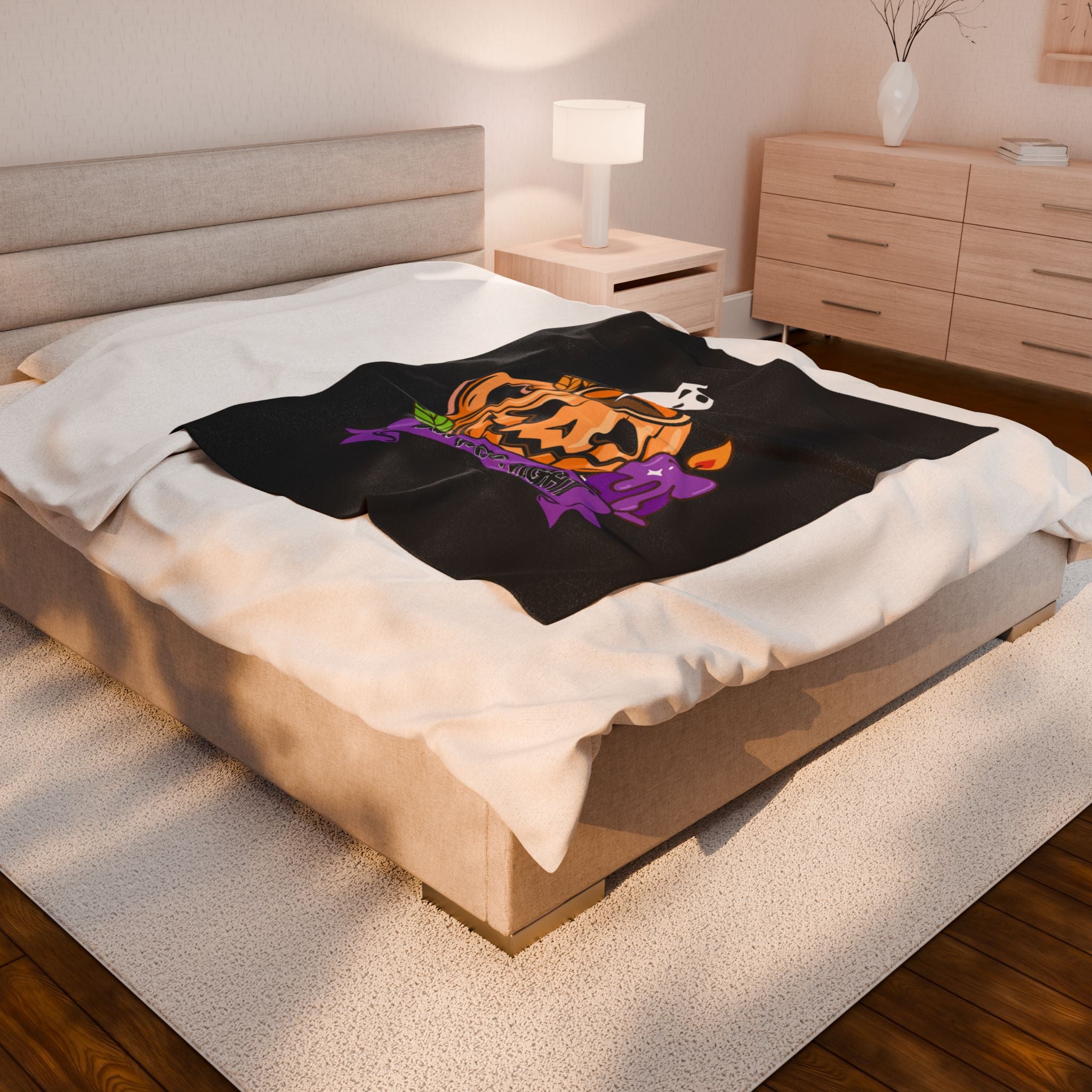 Funny Cute Pumpkin Cup Velveteen Plush Blanket