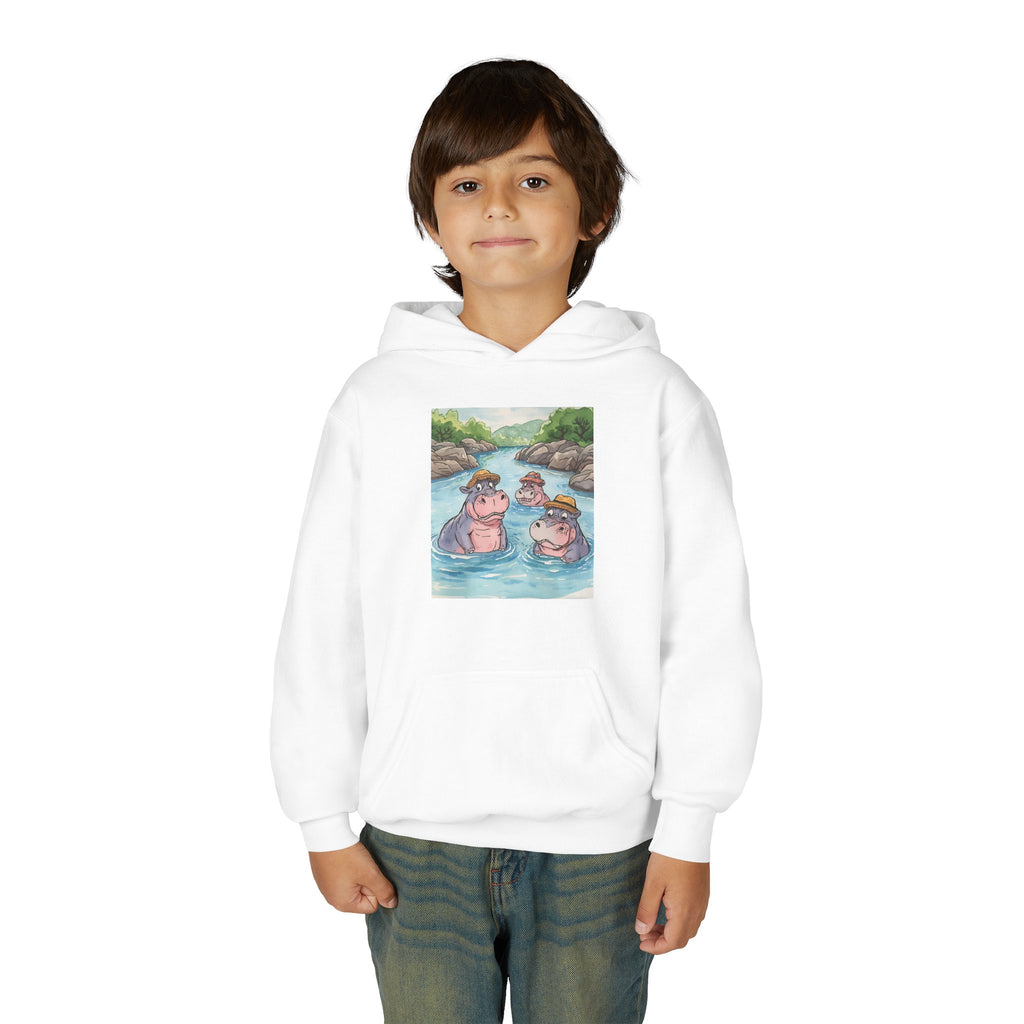 Hippo Cute Youth Heavy Blend Hooded Sweatshirt