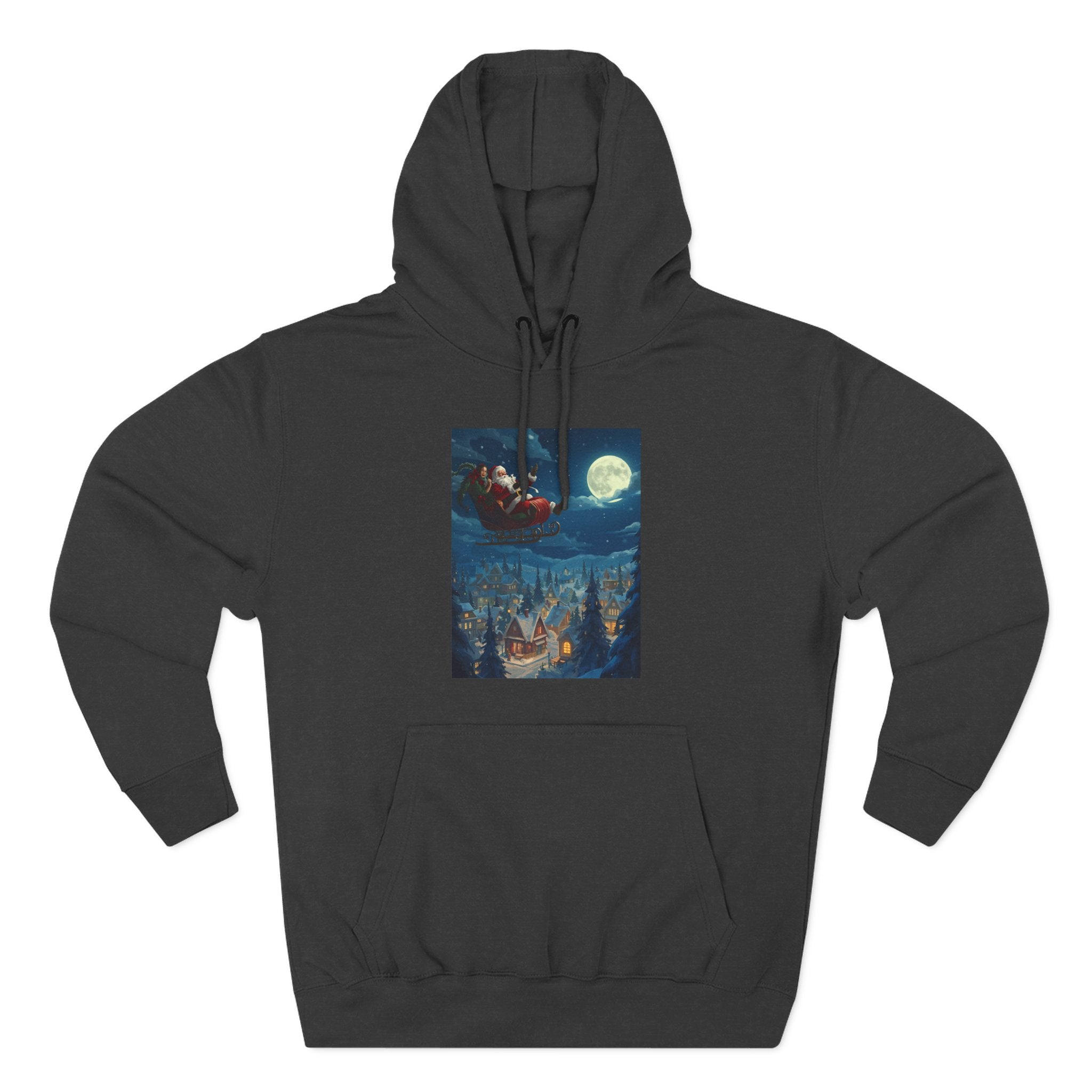 Christmas Santa Sleigh Three-Panel Fleece Hoodie