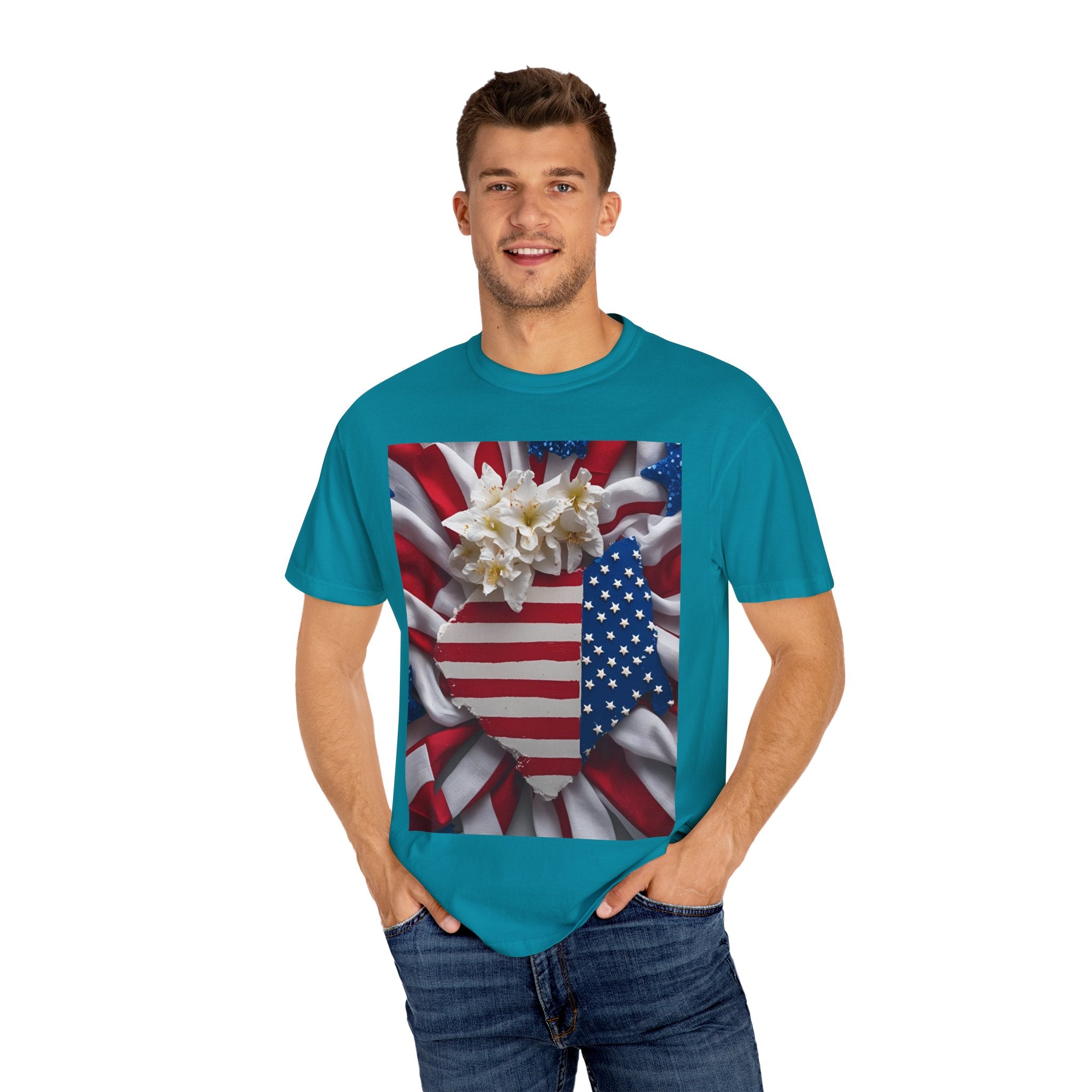 Patriotic Heart T-shirt for Festive Celebrations, 4th of July Apparel, Unisex Graphic Tee, American Pride Shirt, Independence Day Gift