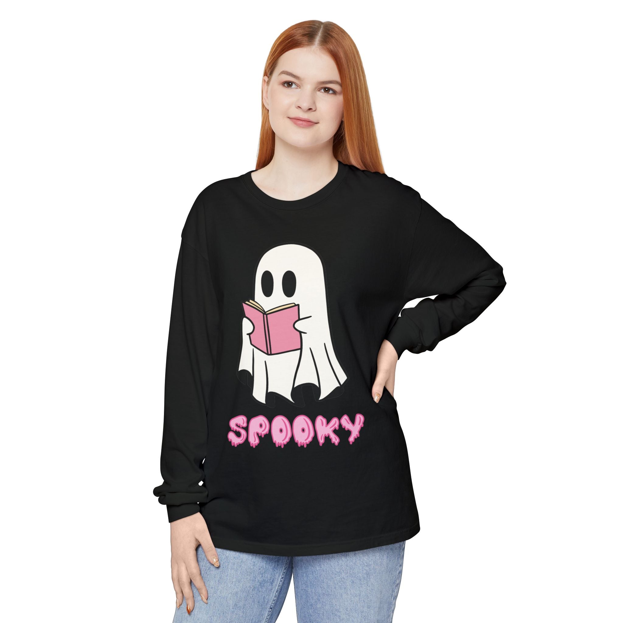 Spooky Ghost Long Sleeve T-Shirt, Halloween Shirt, Unisex Tee, Cozy Casual Apparel, Ghost Reading Book Design, Perfect for Fall [...]