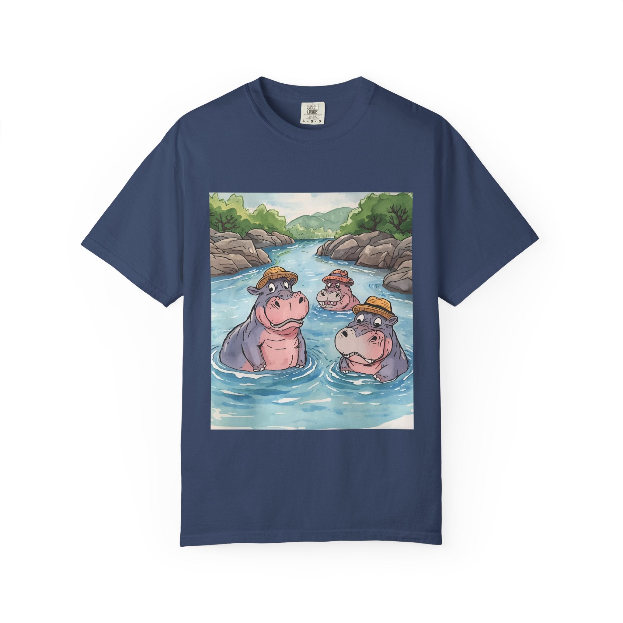 Hippo Adventure Unisex T-Shirt, Cute Animal Tee, Gift for Nature Lovers, Casual Wear, Birthday and Summer Vibe