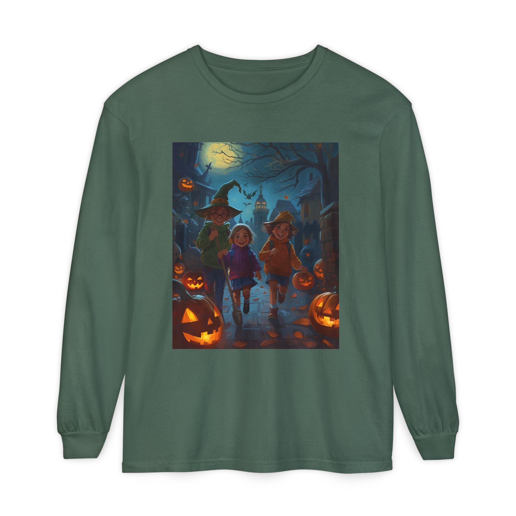 Halloween Themed Unisex Long Sleeve T-Shirt, Spooky Autumn Apparel, Trick-or-Treat Shirt, Fall Fashion, Casual Halloween Outfits