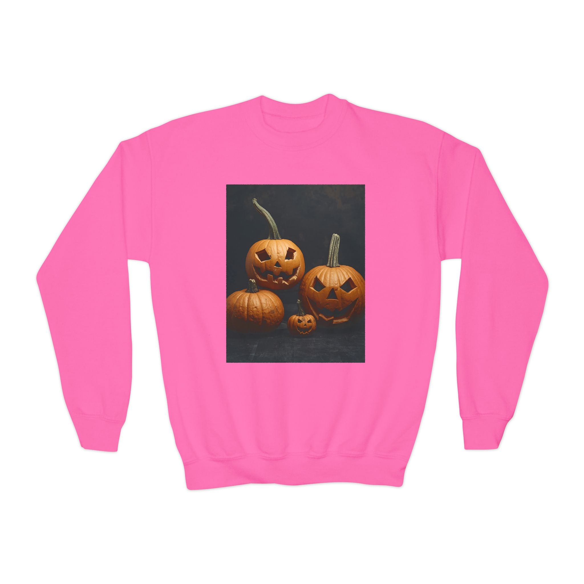 Spooky Halloween Pumpkin Youth Crewneck Sweatshirt