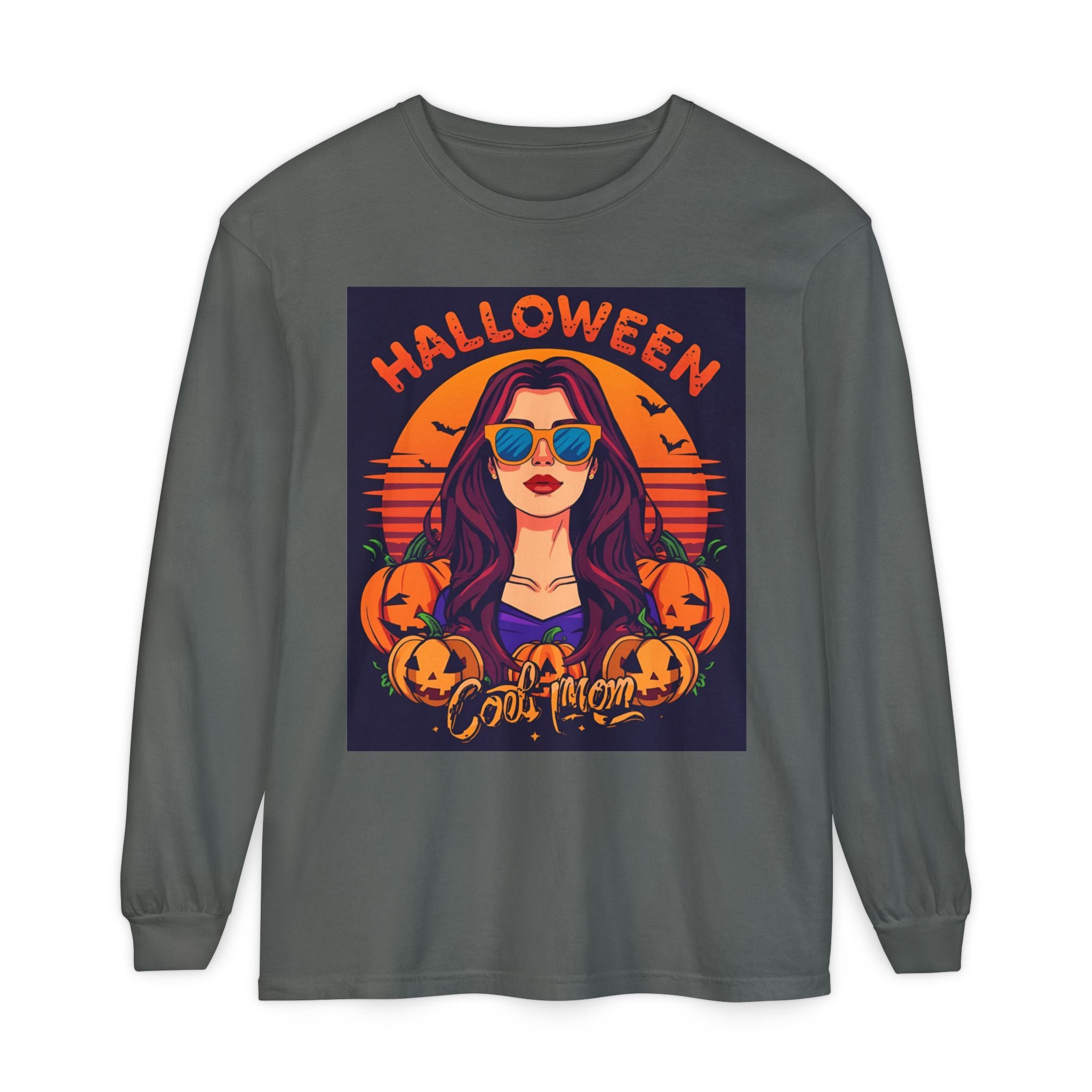 Halloween Themed Unisex Garment-dyed Long Sleeve T-Shirt