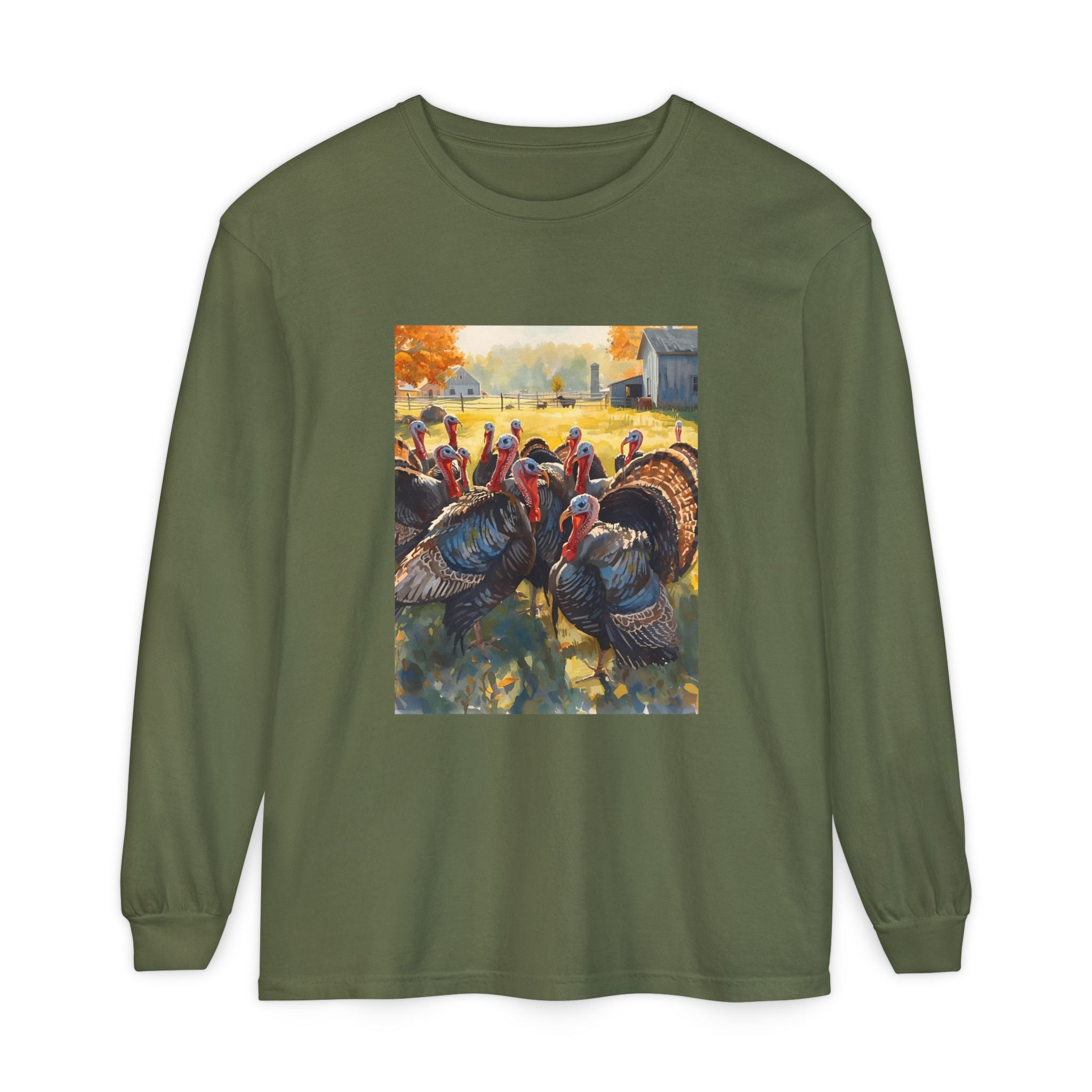 Thanksgiving Turkey Unisex Garment-dyed Long Sleeve T-Shirt