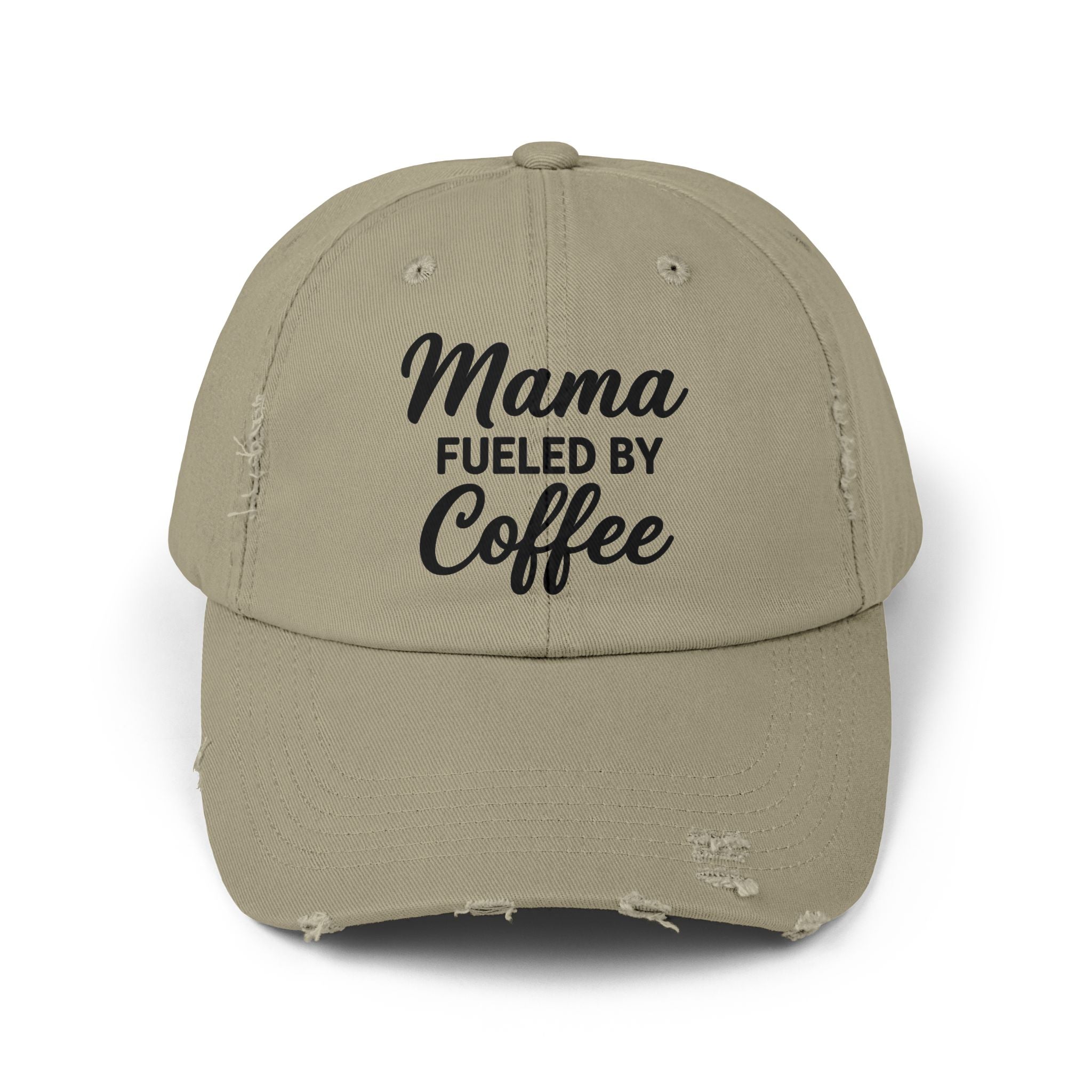 Mama Mode Mama Fueled By Coffee Distressed Cap — Funny Mom Coffee Hat