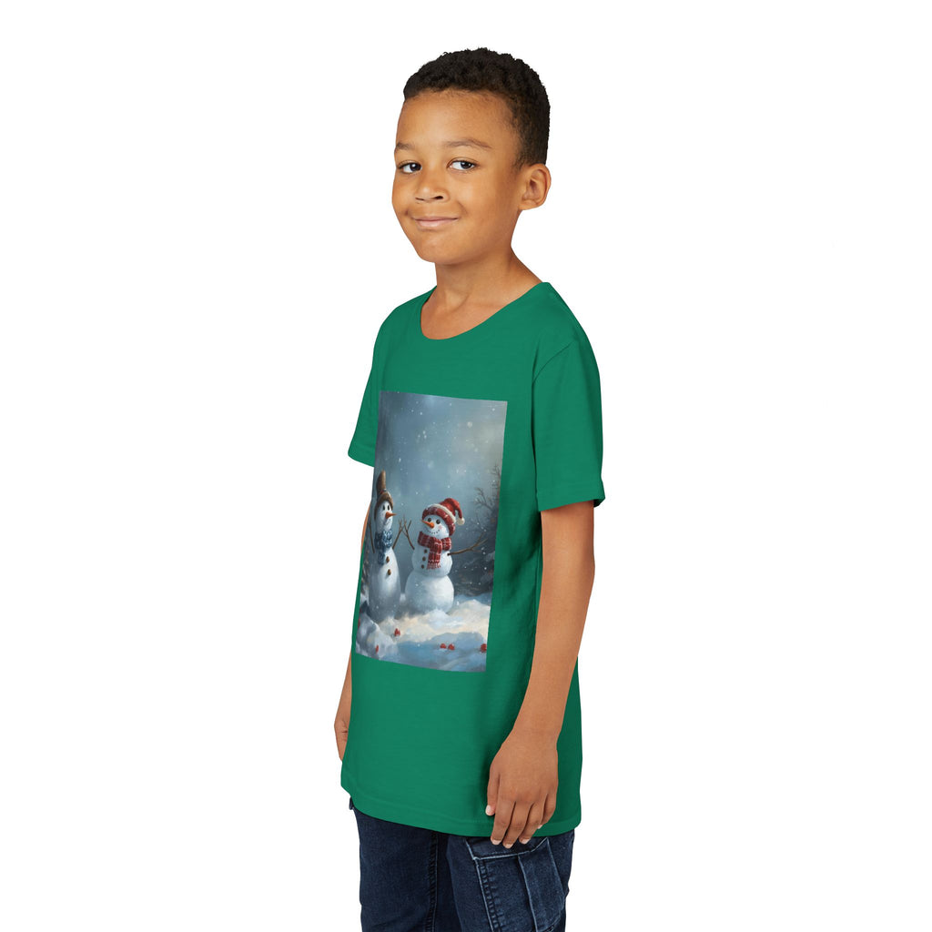 Youth Christmas Snowman Tee, Winter T-Shirt, Christmas Gift, Holiday Apparel, Kids Winter Wear, Cute Snowman Design