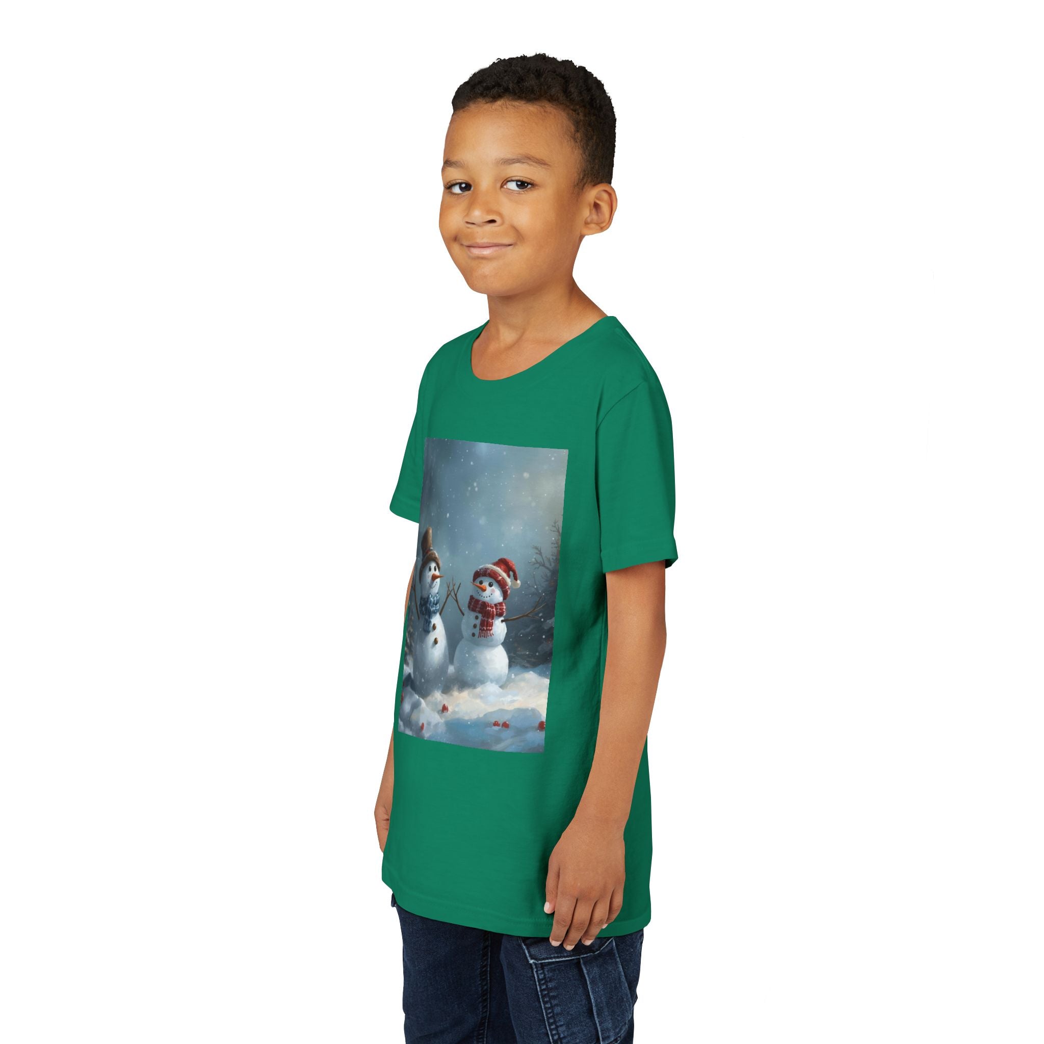 Youth Christmas Snowman Tee, Winter T-Shirt, Christmas Gift, Holiday Apparel, Kids Winter Wear, Cute Snowman Design