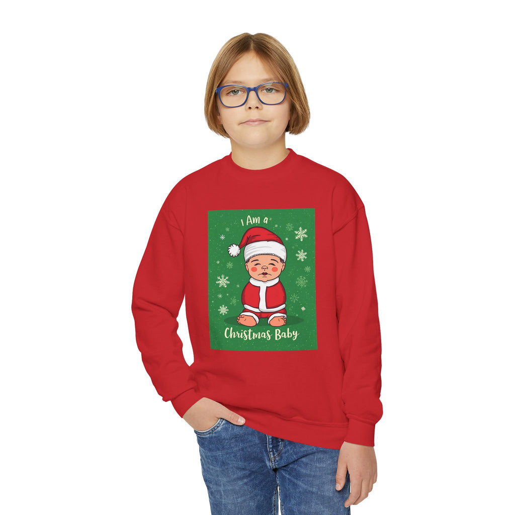 I Am A Christmas Baby Youth Crewneck Sweatshirt