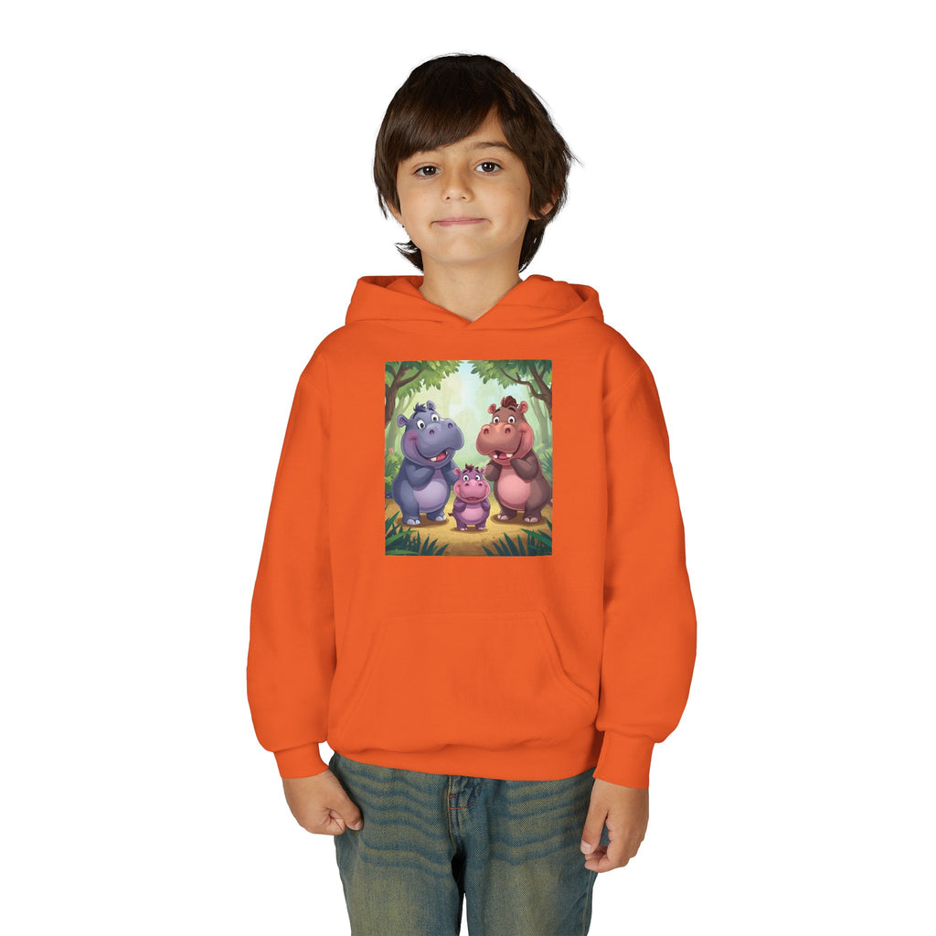 Hippo Cute Youth Heavy Blend Hooded Sweatshirt