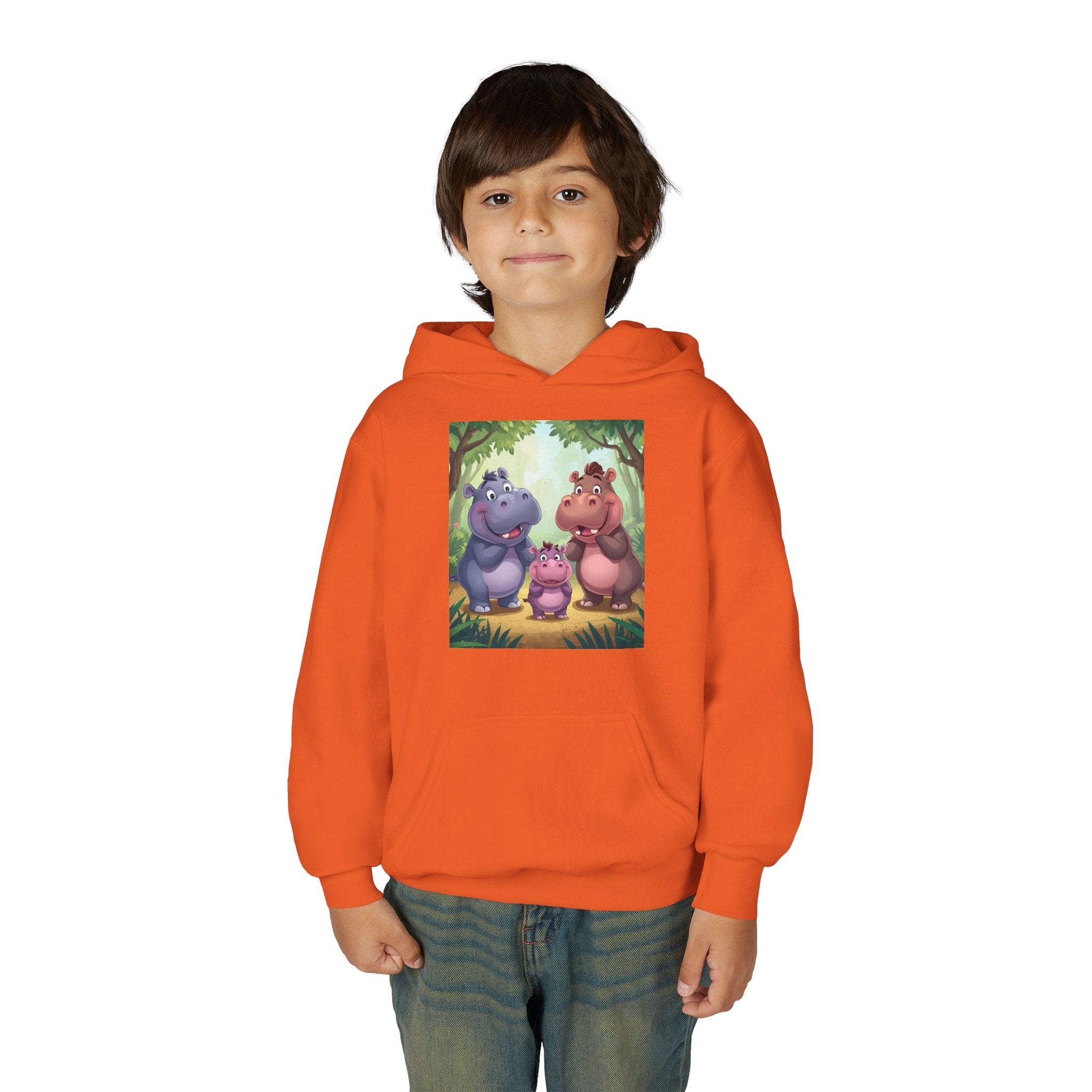 Hippo Cute Youth Heavy Blend Hooded Sweatshirt