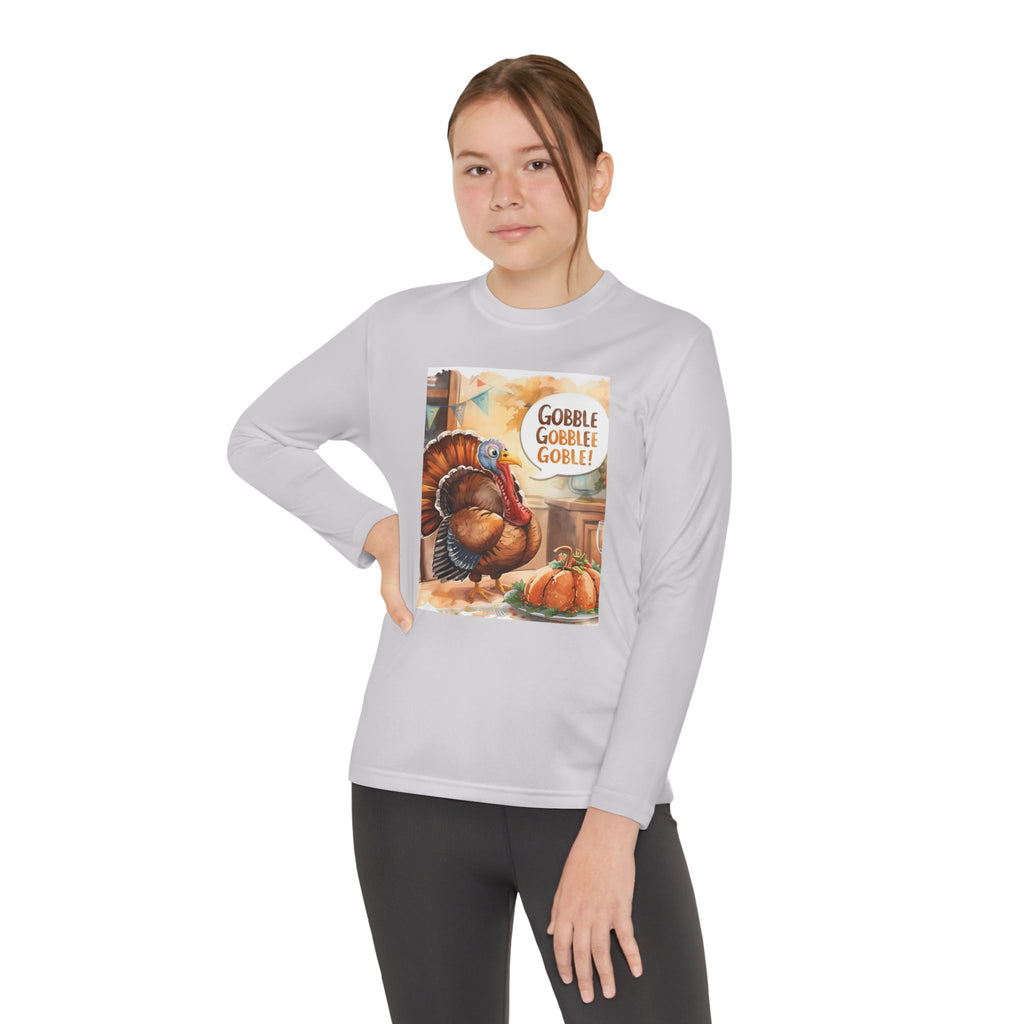Thanksgiving Turkey Youth Long Sleeve Competitor Tee