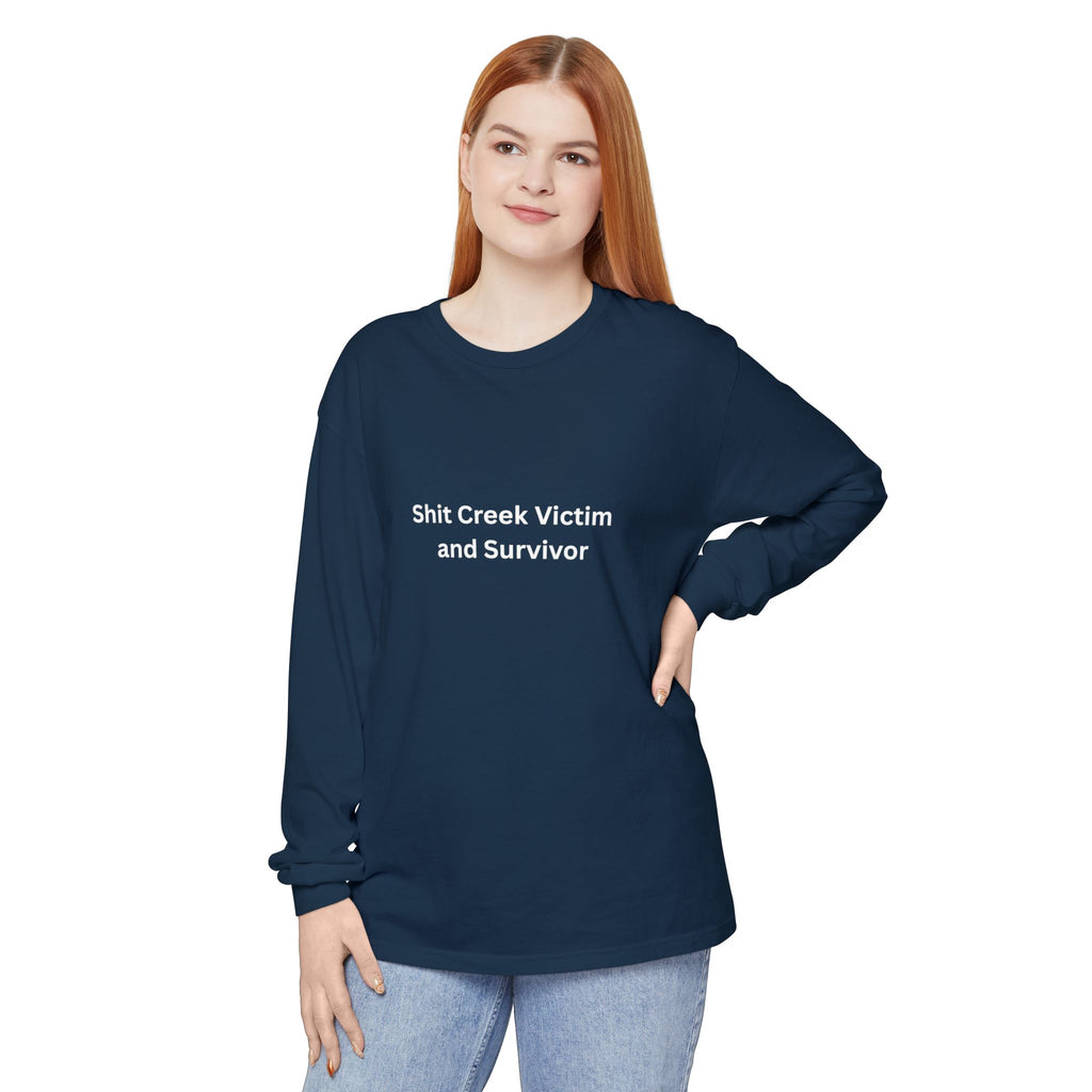 Shit Creek Survivor Long Sleeve T-Shirt, Funny Gift, Casual Wear, Humor Shirt, Birthday Gift, Unisex Apparel