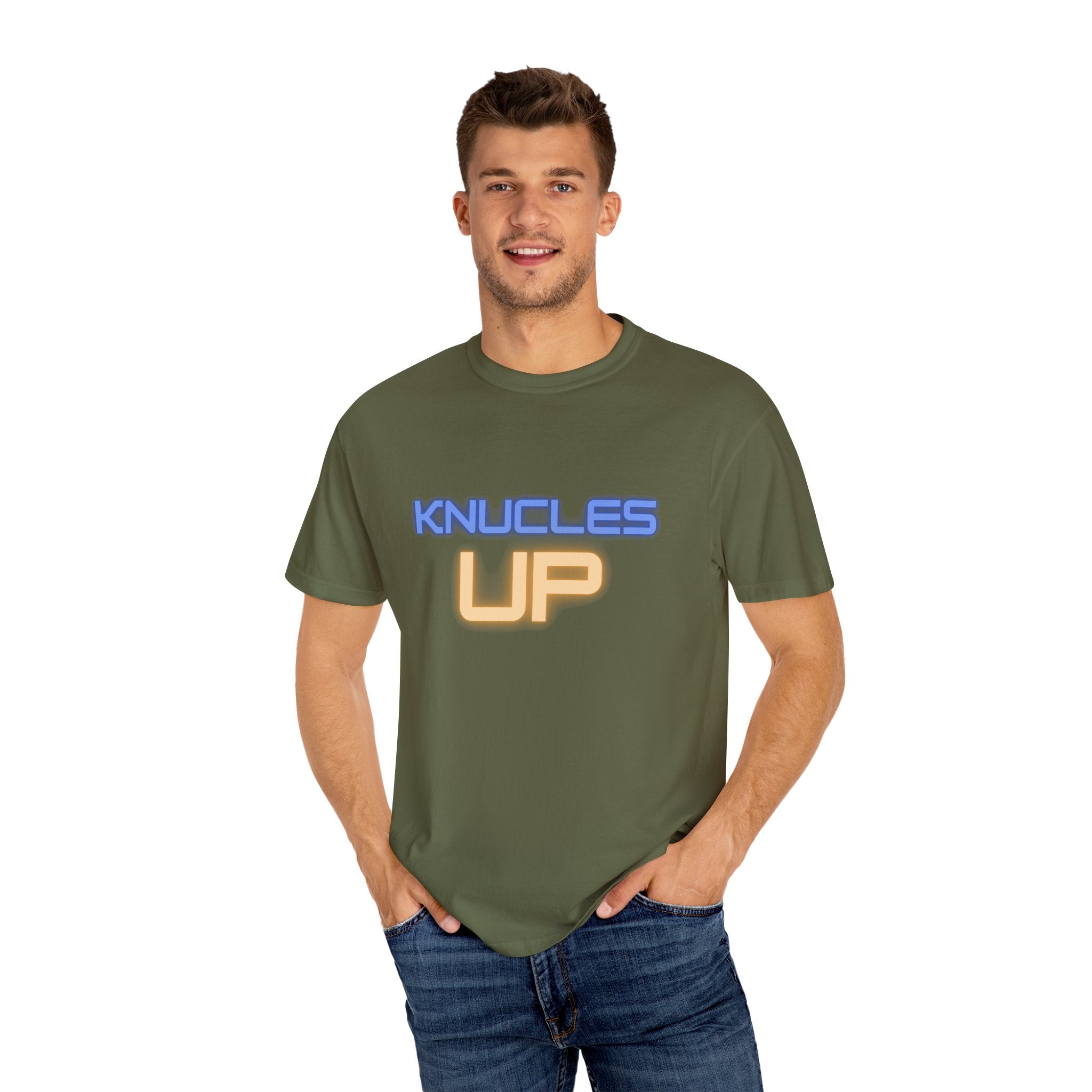 Knuckles Up Unisex Garment-Dyed T-Shirt, Casual Wear, Street Style, Graphic Tee