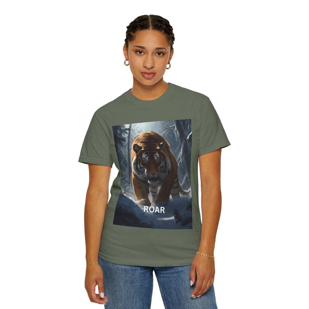 Tiger Roar Snow Unisex T-Shirt, Animal Lover Gift, Wildlife Tee, Casual Wear, Adventure Shirt, Nature Inspired Apparel