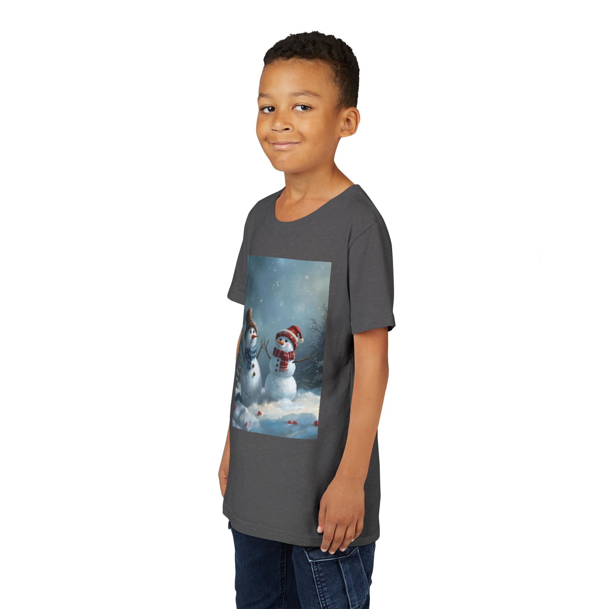Youth Christmas Snowman Tee, Winter T-Shirt, Christmas Gift, Holiday Apparel, Kids Winter Wear, Cute Snowman Design