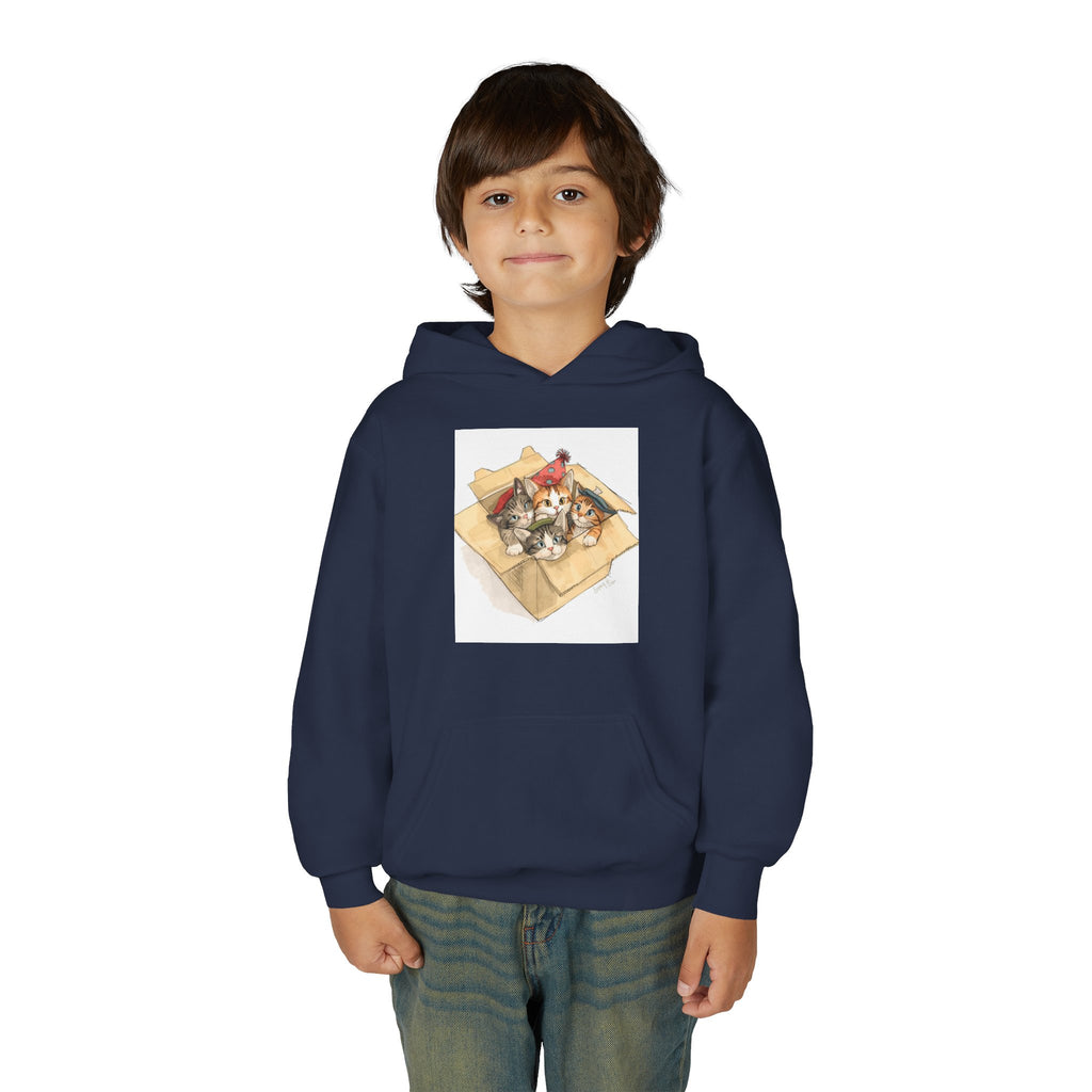 Cute Kittens In Box Youth Heavy Blend Hooded Sweatshirt
