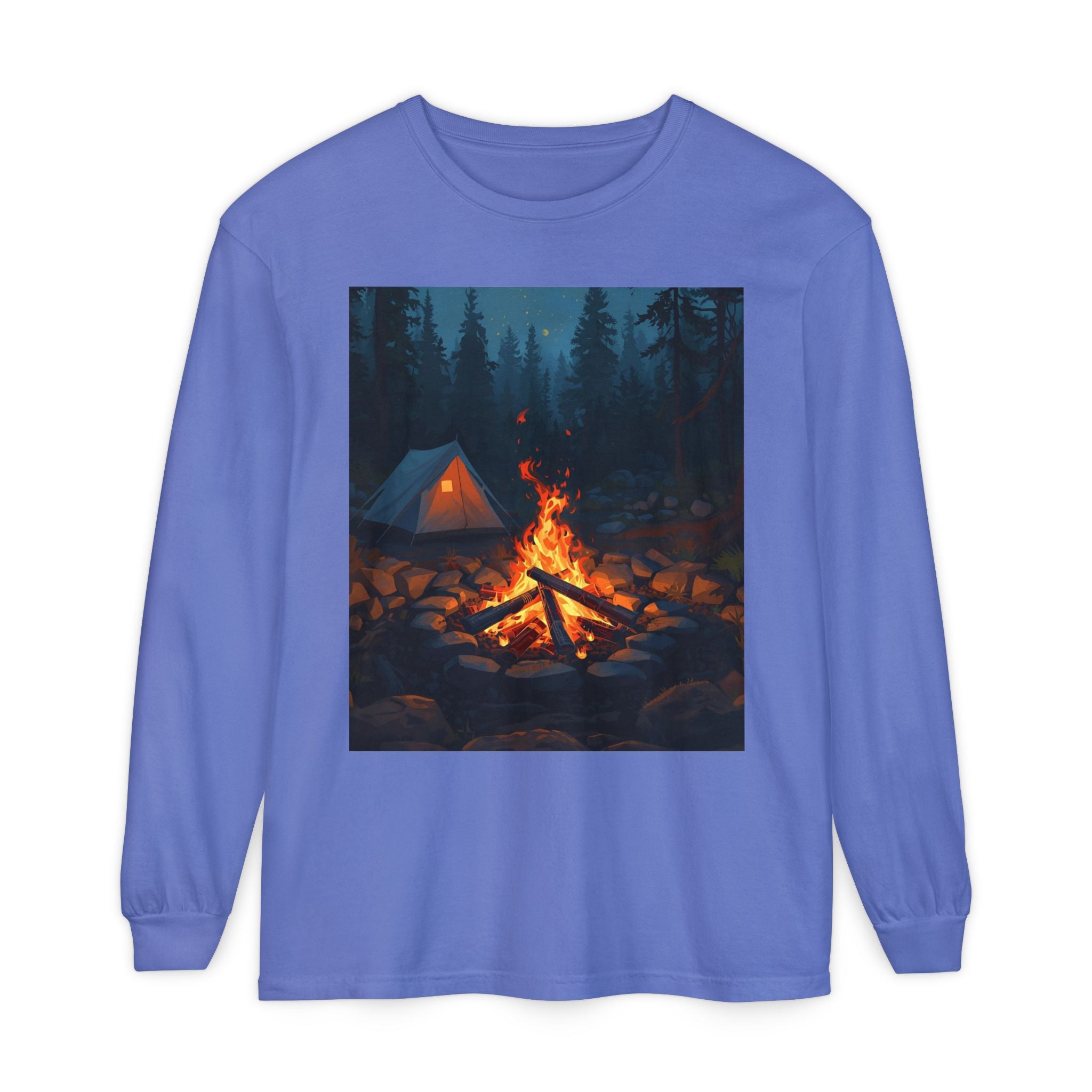 Camping Vibes Long Sleeve T-Shirt | Outdoor Adventure Shirt, Cozy Gift for Campers, Bonfire, Nature Lovers, Unisex Tee