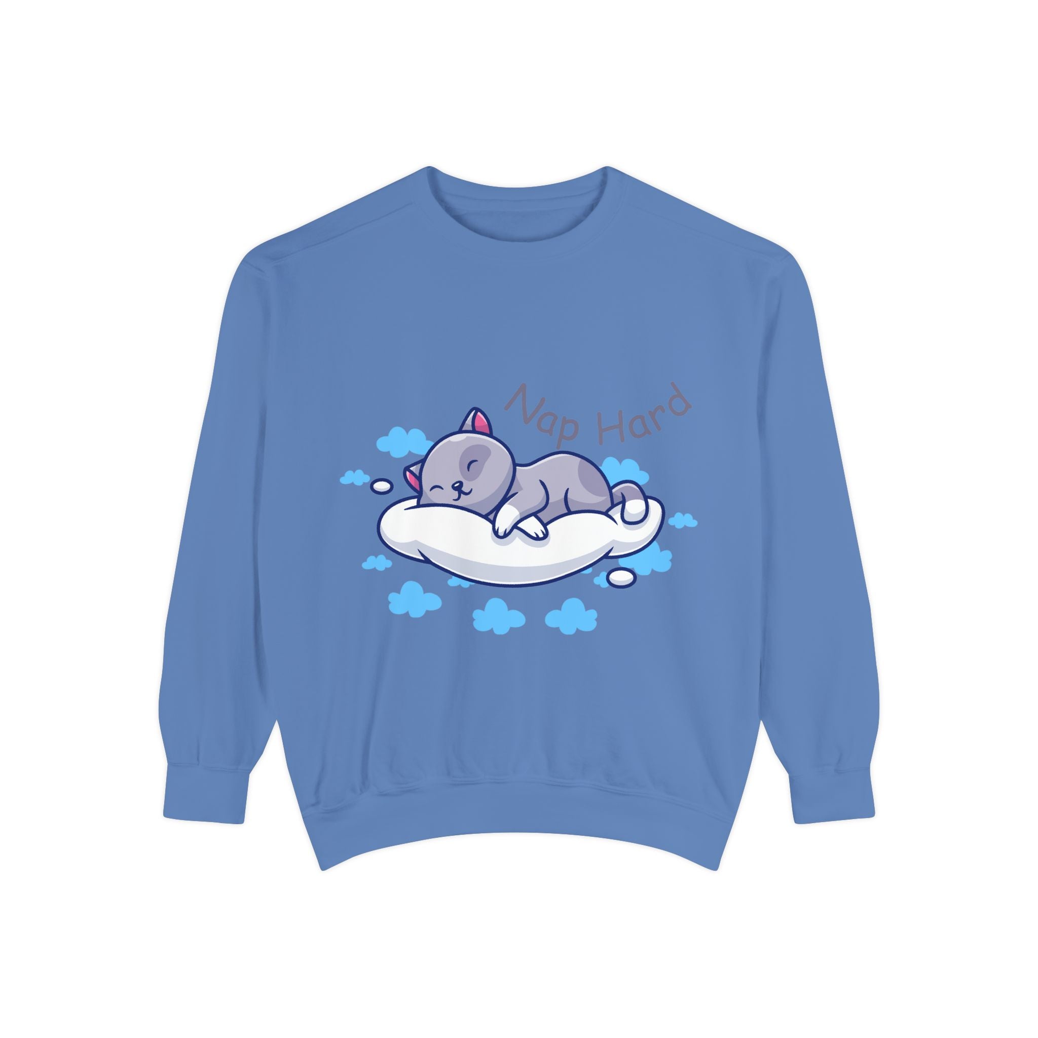 Cozy Cat Nap Hard Unisex Garment-Dyed Sweatshirt
