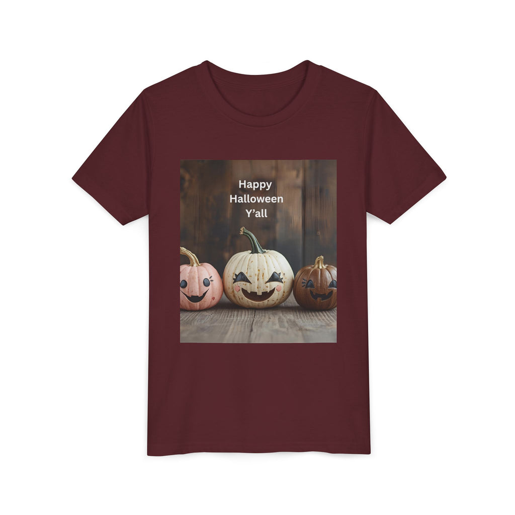 Happy Halloween Youth Tee, Kids Halloween Shirt, Pumpkin T-Shirt, Fall Festival Apparel, Trick or Treat Wear, Spooky Season Top