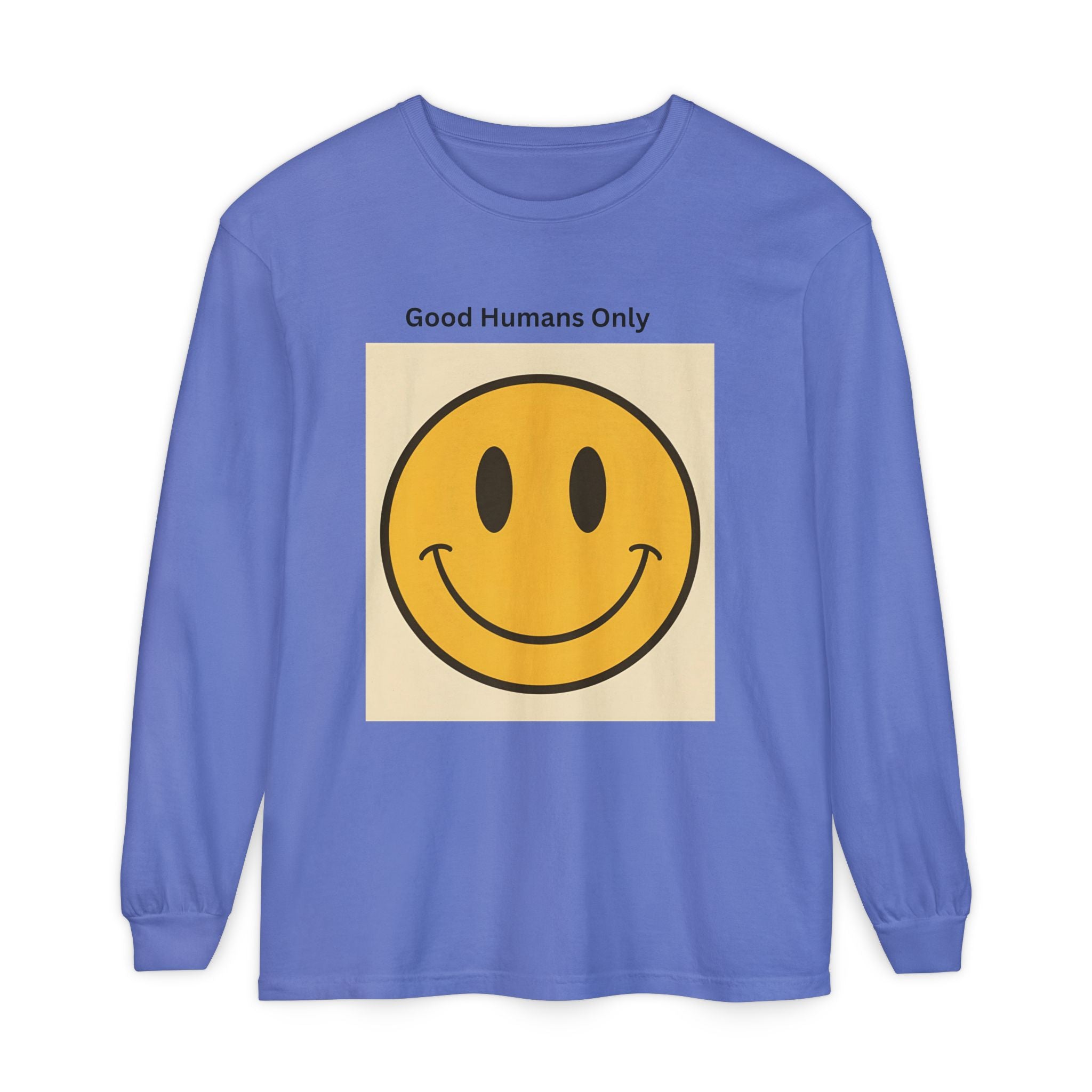 Smiley Face Unisex Garment-dyed Long Sleeve T-Shirt