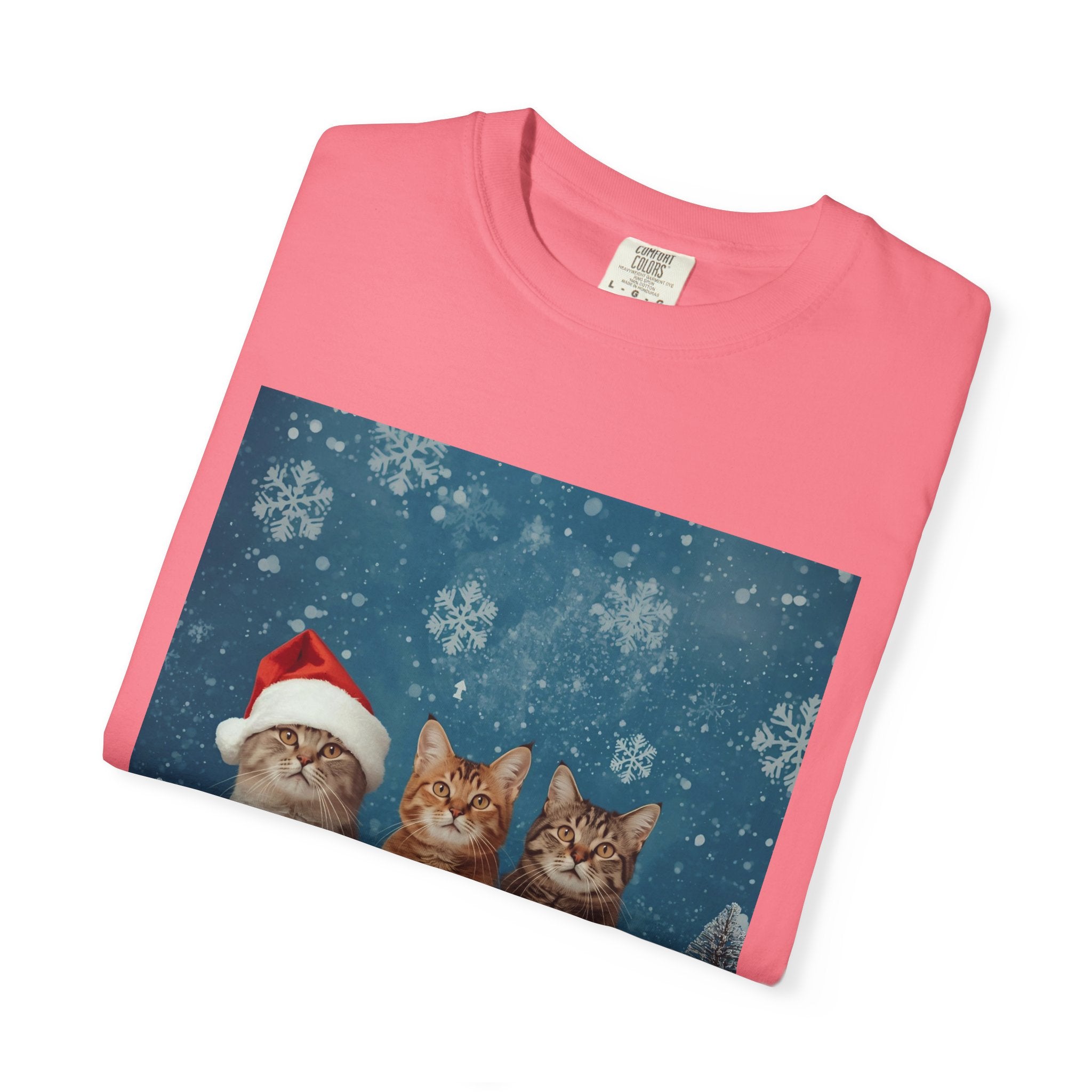 Cute Christmas Festive Cat Christmas T-Shirt, Holiday Shirt, Gift for Cat Lovers, Winter Apparel, Unisex Tee