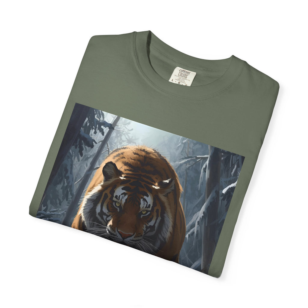 Tiger Roar Snow Unisex T-Shirt, Animal Lover Gift, Wildlife Tee, Casual Wear, Adventure Shirt, Nature Inspired Apparel