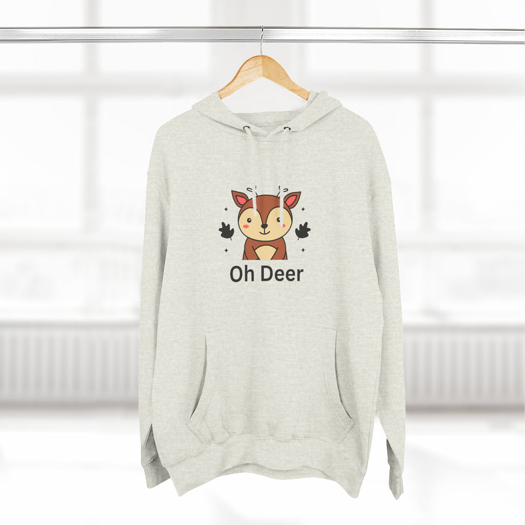 Oh Deer Fleece Hoodie - Cozy Wildlife Sweater, Cute Animal Apparel, Gifts for Nature Lovers, Cute Fall Outfit, Seasonal Comfort Wear
