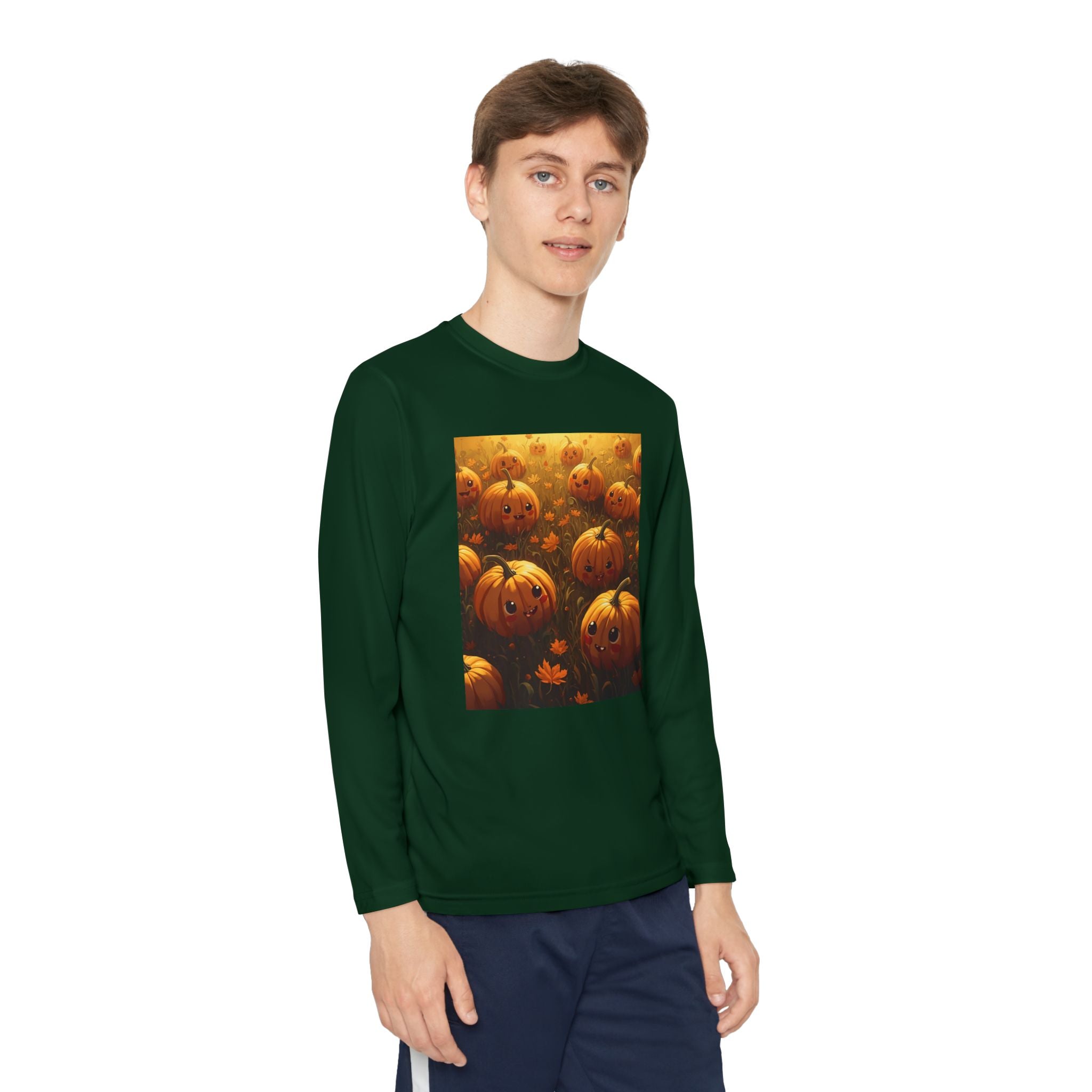 Happy Halloween Pumpkin Youth Long Sleeve Competitor Tee