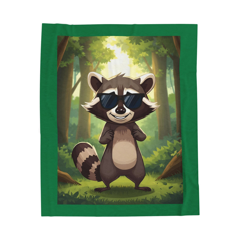 Playful Raccoon Velveteen Plush Blanket | Cozy Kids Decor, Animal Lover Gift, Soft Throw for Nurseries, Fun Room Accent, Birthday Present