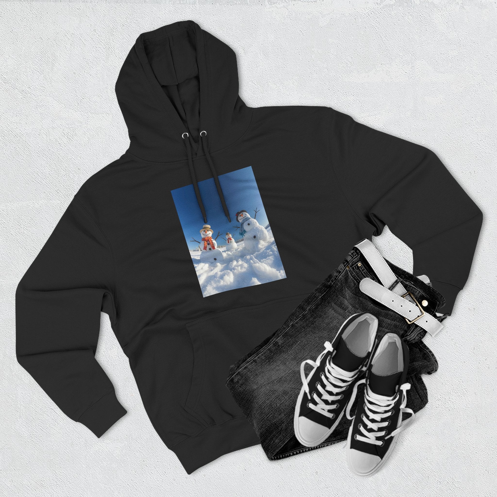 Cozy Fleece Hoodie with Fun Snowmen Design, Winter Wear, Gift for Christmas, Birthday Present, Casual Outfit, Hoodie for Snow Lovers