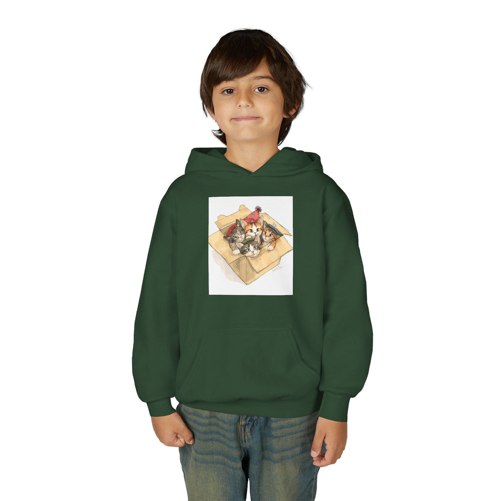 Cute Kittens In Box Youth Heavy Blend Hooded Sweatshirt