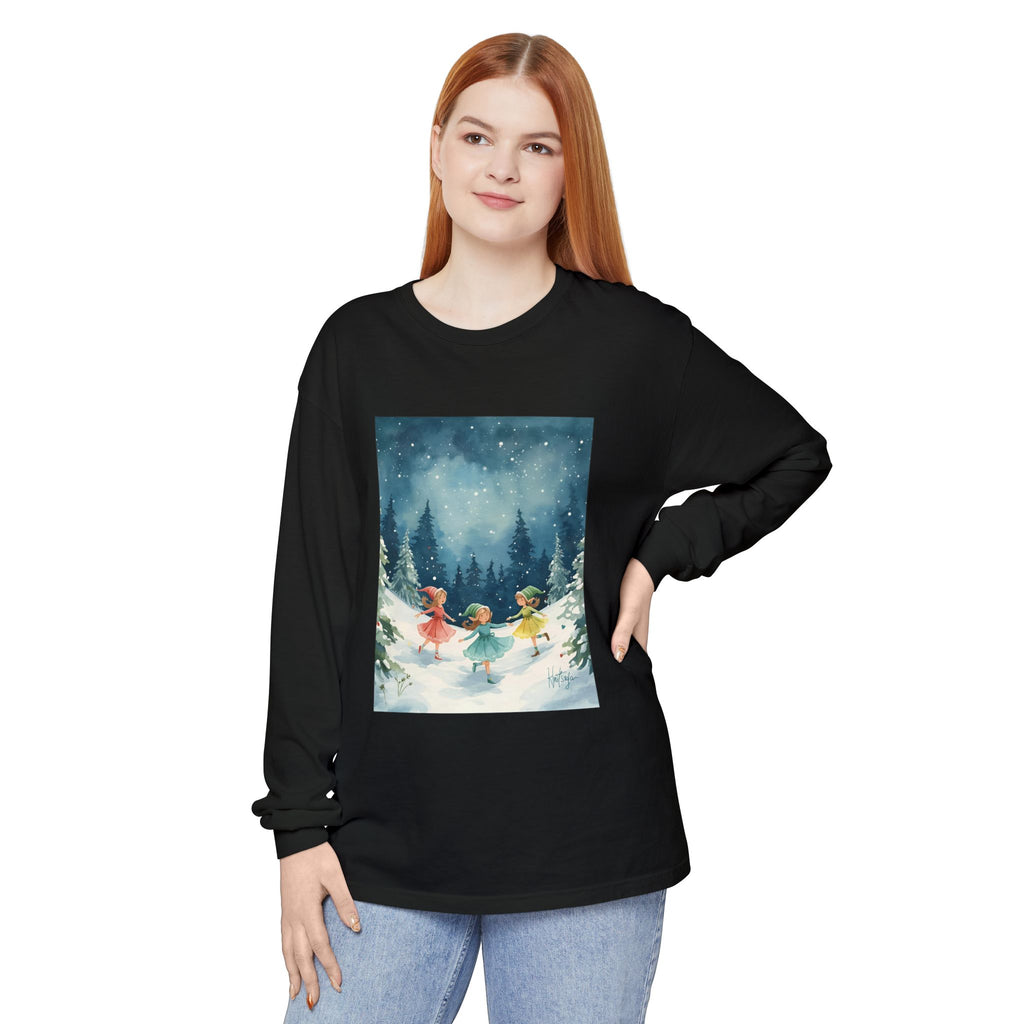 Winter Wonderland Long Sleeve T-Shirt, Cozy Graphic Tee, Perfect for Holidays, Gift for Her, Winter Apparel, Seasonal Fashion