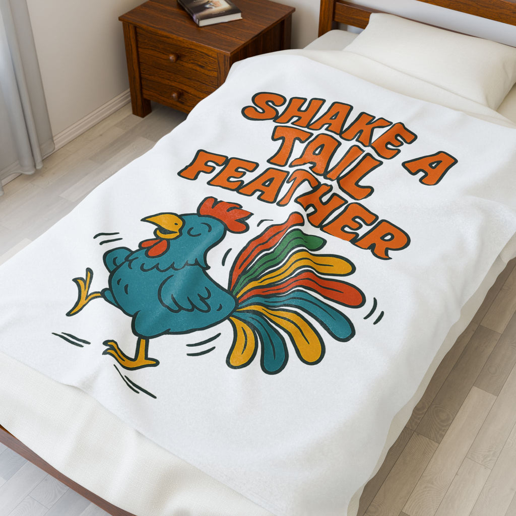 Fun Velveteen Plush Blanket - Shake a Tail Feather, Cozy Gift for Kids, Nursery Decor, Snuggle Blanket, Home & Party Decor