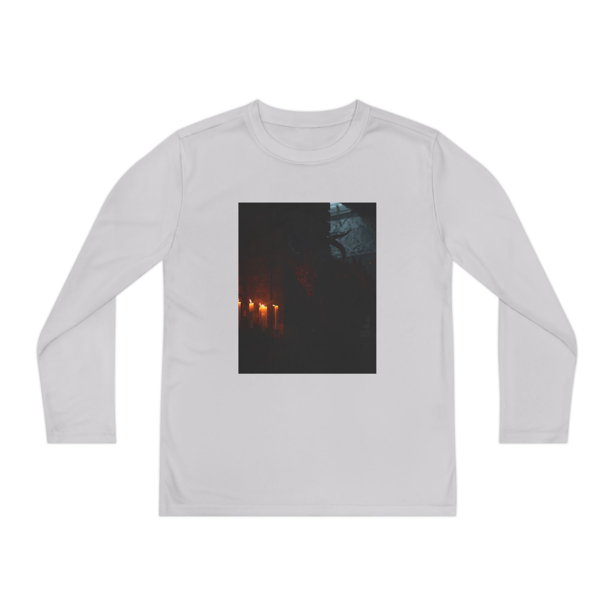 Spooky Halloween Pumpkin Shadow Youth Long Sleeve Competitor Tee