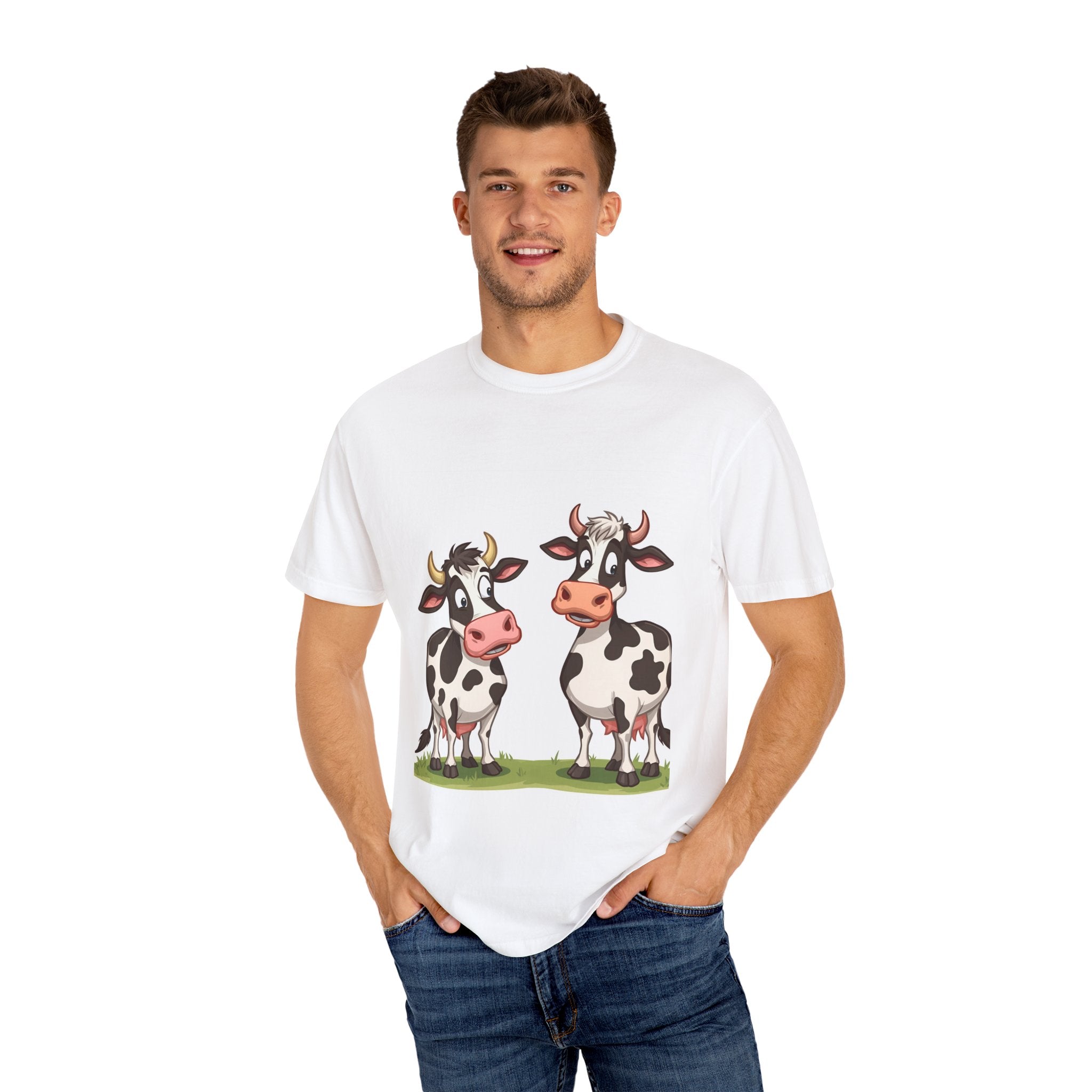 Cute Cows Unisex T-Shirt, Cute Cow Graphic Tee, Animal Lover Gift, Casual Wear, Birthday Present, Fun Farm Shirt