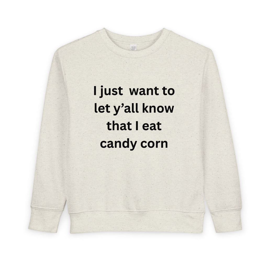 I Eat Candy Corn Toddler Sweatshirt - Fun Candy Corn Design, Kids Fall Apparel, Halloween Outfit, Cozy Toddler Clothes, Unique Gift for Toddlers