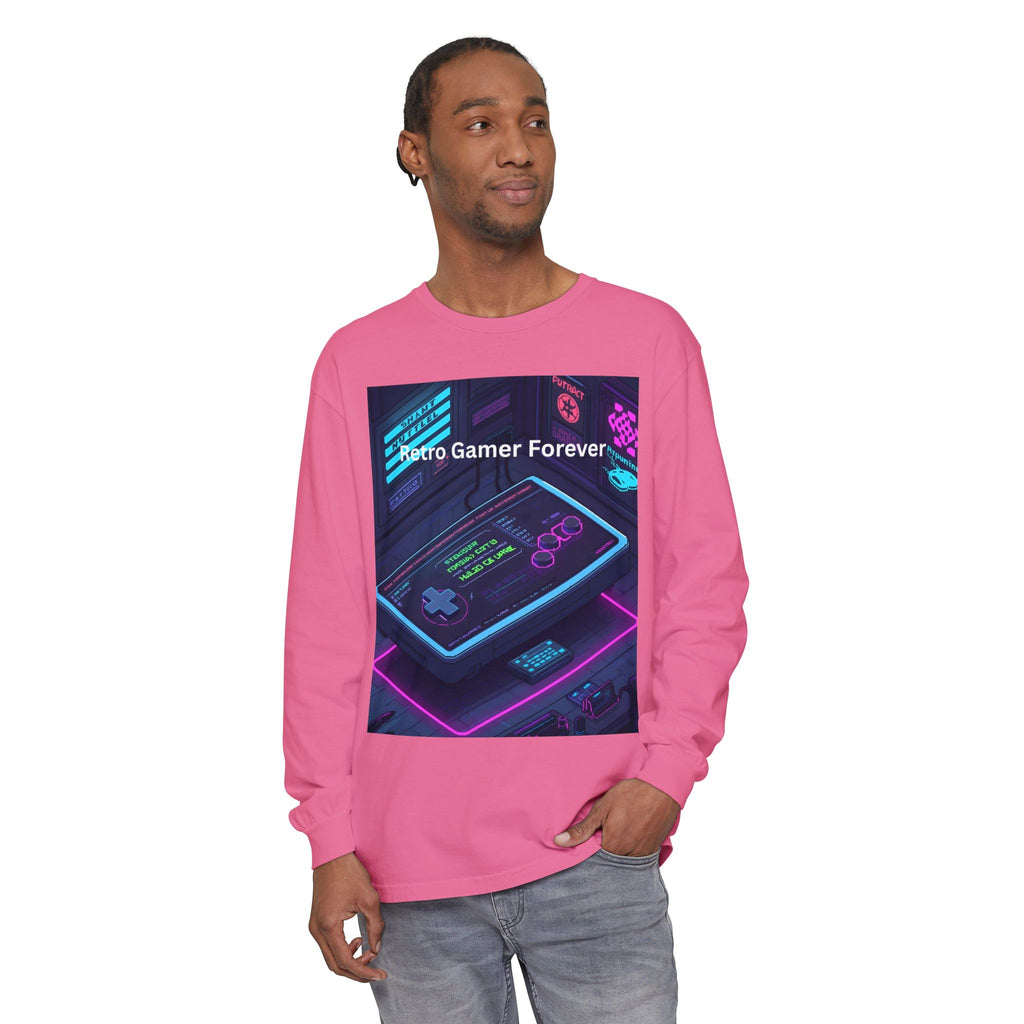 Retro Game Controller Unisex Garment-dyed Long Sleeve T-Shirt