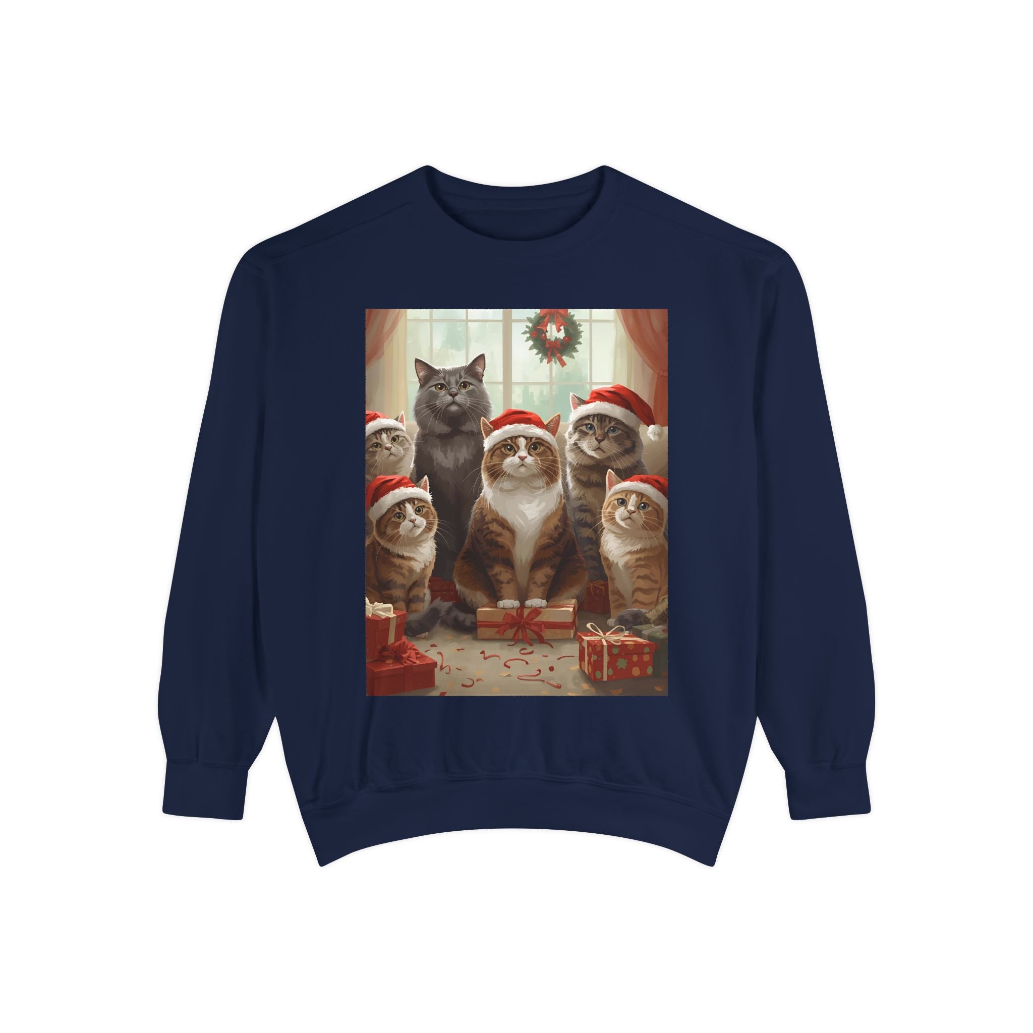 Cozy Holiday Cat Sweatshirt, Festive Sweatshirt for Cat Lovers, Christmas Gift for Pet Owners, Cute Cat Apparel, Winter Wardrobe Essential